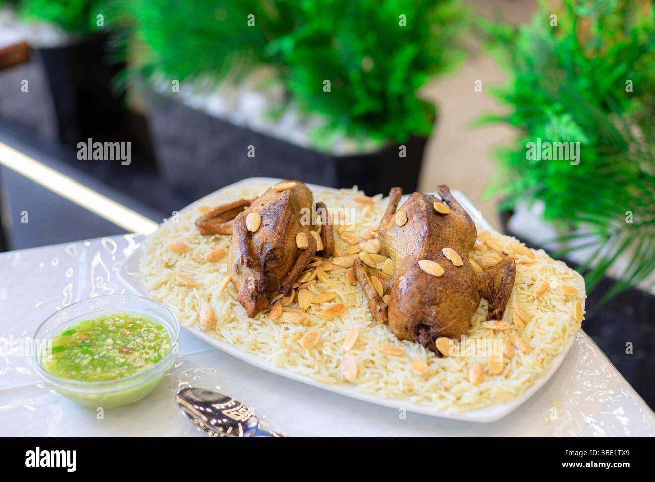 Plat de squab de style égyptien, cuisine arabe égyptienne orientale Banque D'Images