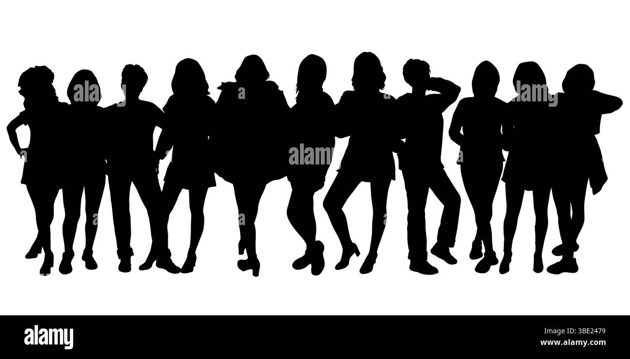 Groupe de femmes debout ensemble Silhouette Illustration de Vecteur Groupe de femmes debout ensemble Silhouette Illustration de Vecteur