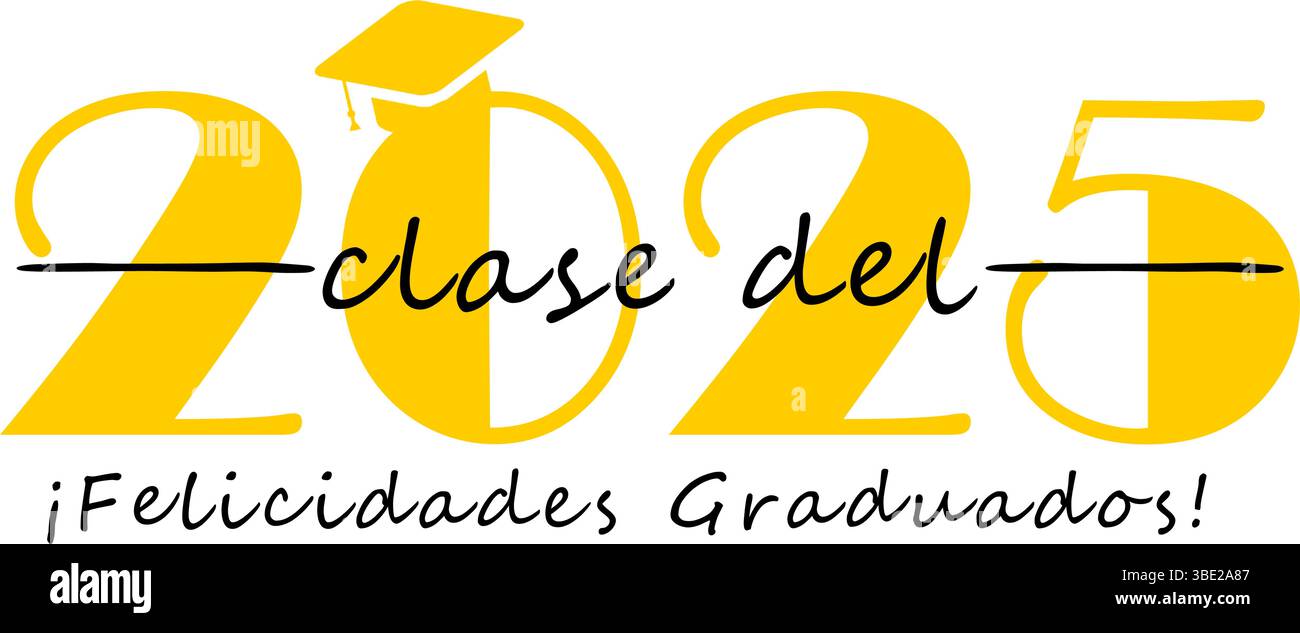 Espagnol message de graduation - classe de 2025 avec icône Cap pour les étudiants latino dans l'éducation Illustration de Vecteur