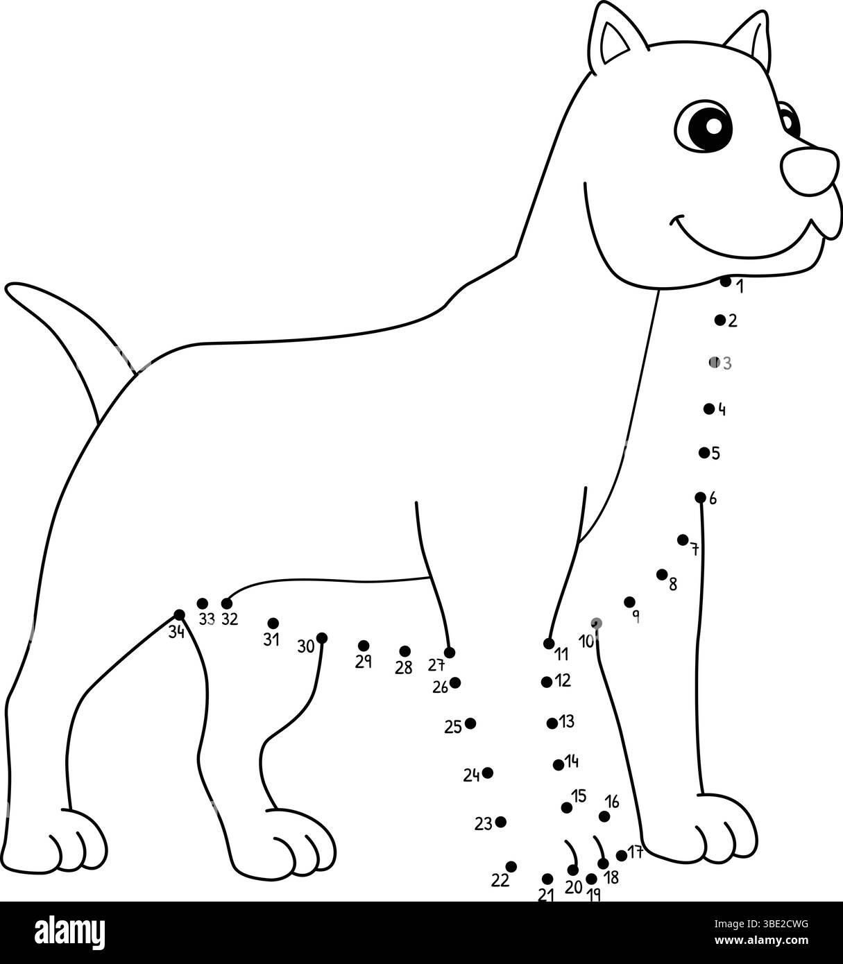 Coloriage animal isolé de point à point Pitbull Dog Illustration de Vecteur