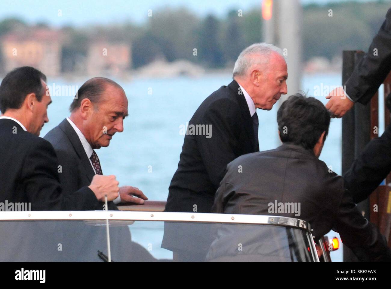 Jacques Chirac et François Pinault célébrant le mariage de Salma Hayek et François-Henri Pinault à Venise - 25 avril 2009 Banque D'Images