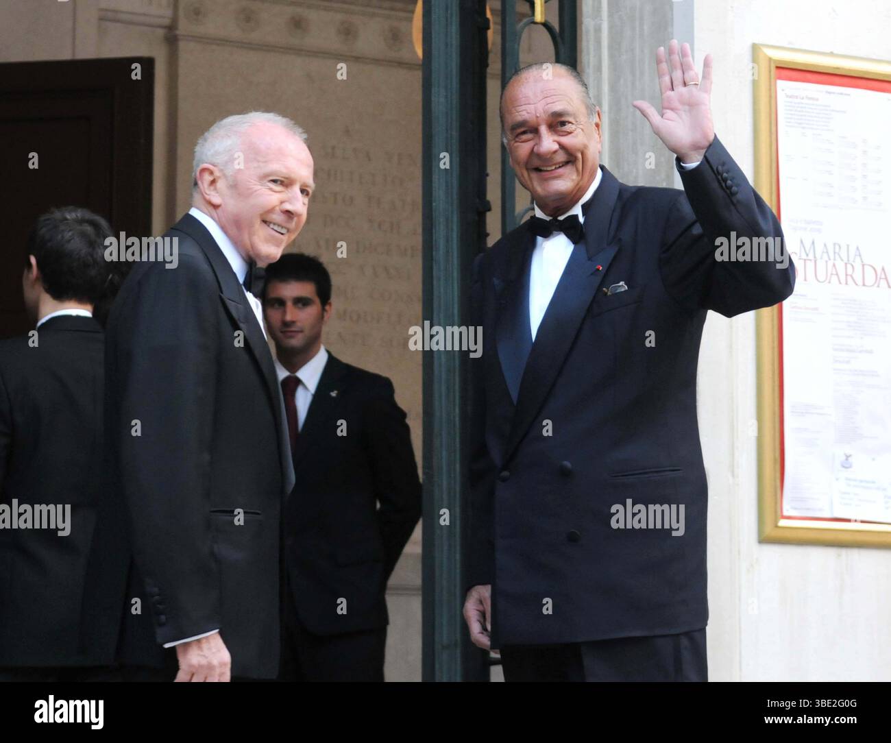 François Pinault et Jacques Chirac célébrant le mariage de Salma Hayek et François-Henri Pinault à Venise - 25 avril 2009 Banque D'Images