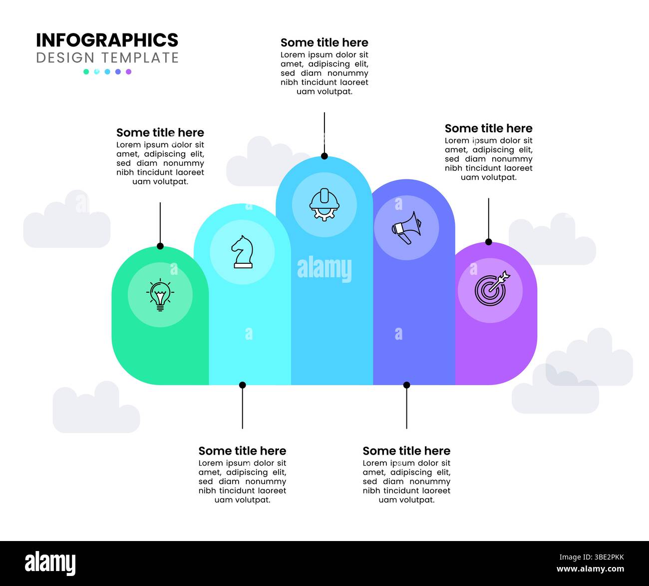 Modèle d'infographie avec icônes et 5 options ou étapes. Cloud. Peut être utilisé pour la mise en page de flux de travail, diagramme, bannière, webdesign. Illustration vectorielle Illustration de Vecteur