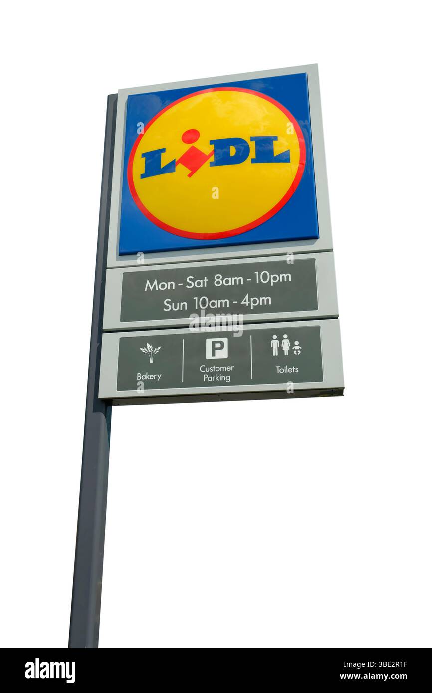 Enseigne de supermarché Lidl. Banque D'Images