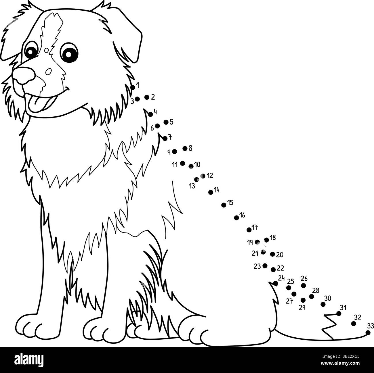Coloriage isolé animal de bordure point à point Illustration de Vecteur