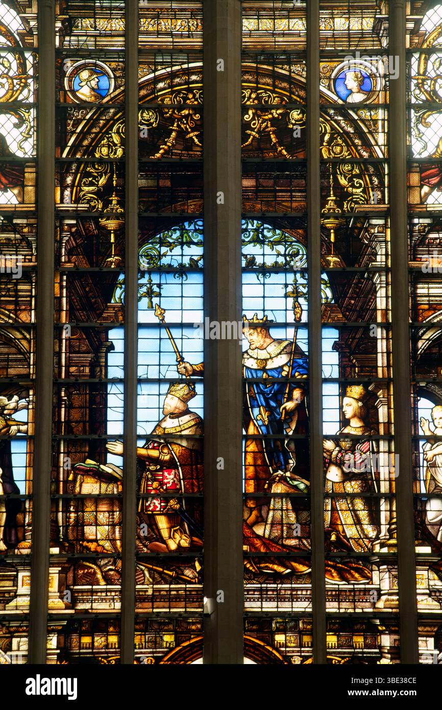 Belgique, Bruxelles, la cathédrale gothique Saints Michel et Gudule, chapelle du Saint-Sacrement Banque D'Images