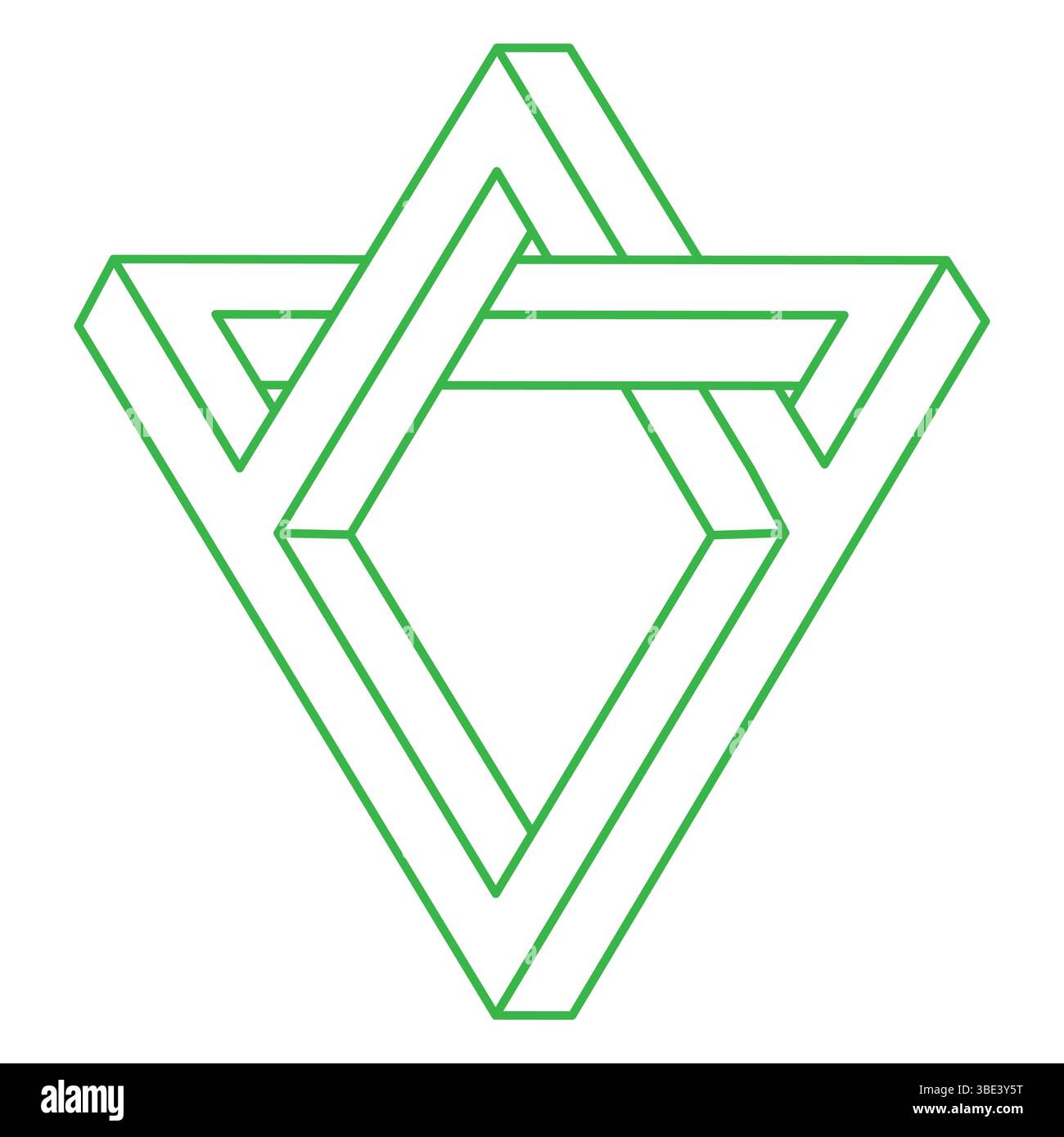 Forme impossible. Logo. Figure de géométrie sacrée. Illusion d'optique. Objets géométriques éternels abstraits. Impossible contour sans fin. Ligne Op art Illustration de Vecteur