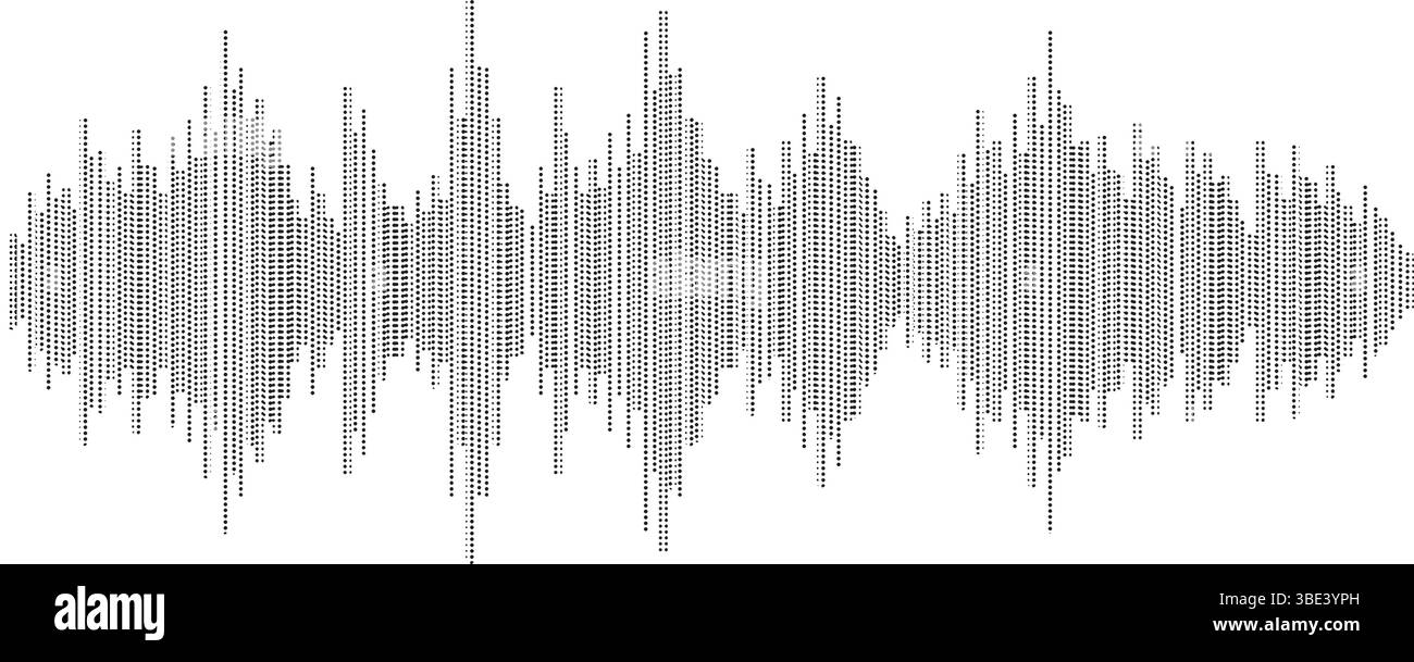 Ondes sonores en demi-teintes noires circulant sur un fond blanc. Parfait pour la musique, les podcasts, les dictaphones, les messages vocaux et les conceptions de médias sociaux. Illustration de Vecteur