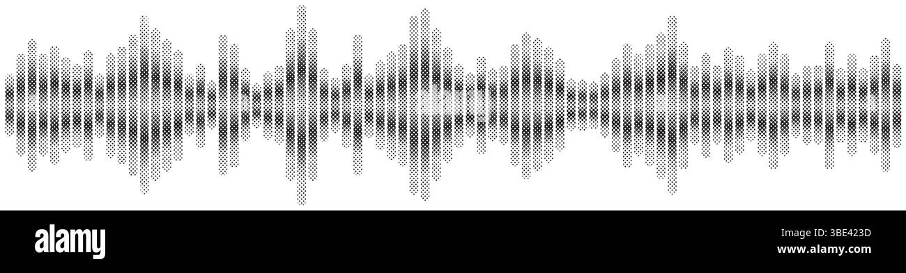 Ondes sonores en demi-teintes noires circulant sur un fond blanc. Parfait pour la musique, les podcasts, les dictaphones, les messages vocaux et les conceptions de médias sociaux. Illustration de Vecteur