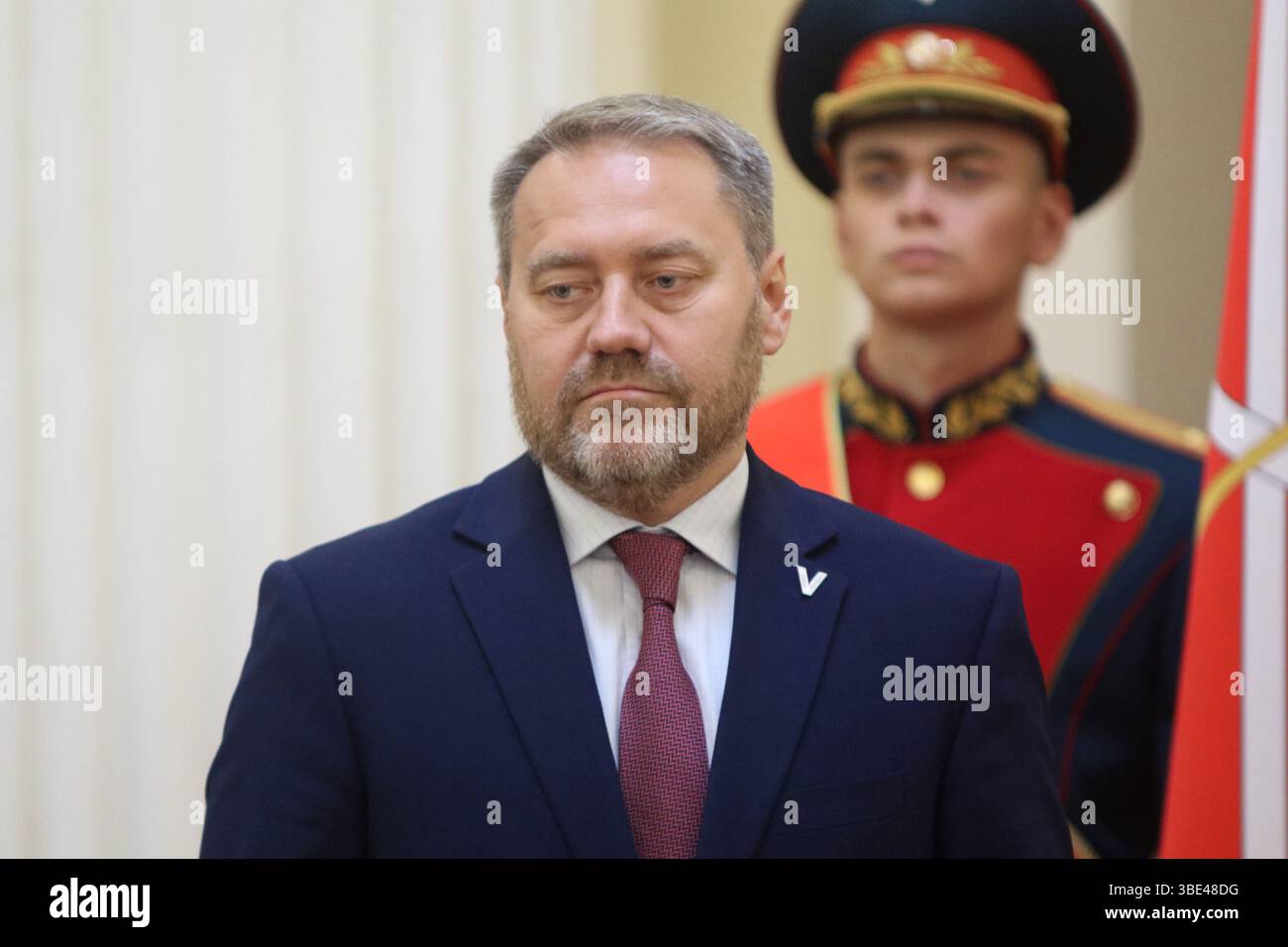 Saint-Pétersbourg, Russie. 27 mai 2025. Alexander Belsky, président de l'Assemblée législative de nouveaux Petersburg, lors de la cérémonie de remise des insignes aux personnes ayant reçu le titre de citoyen honoraire de nouveaux Petersburg au Palais Mariinsky. Crédit : ZUMA Press, Inc/Alamy Live News Banque D'Images