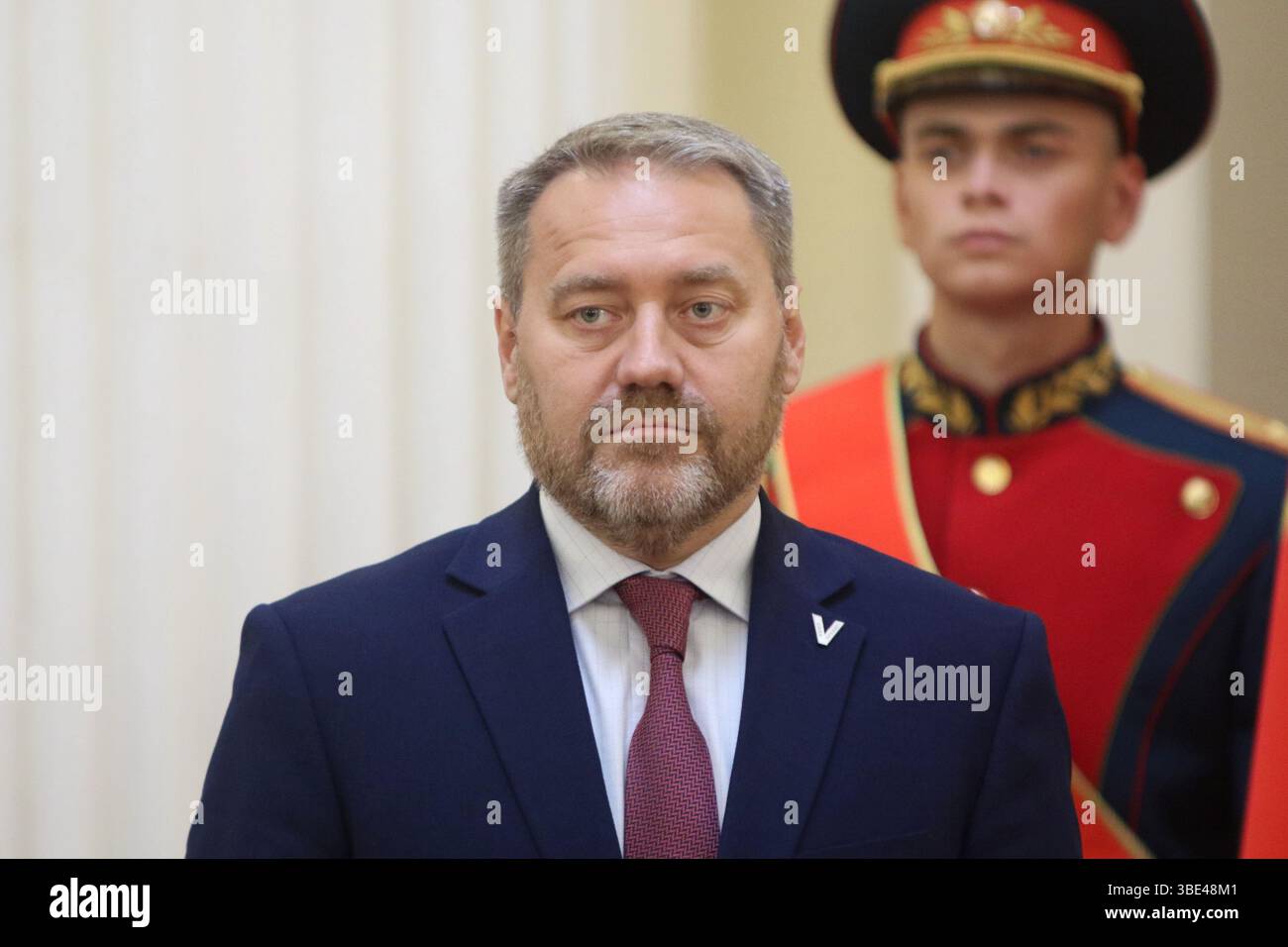 Saint-Pétersbourg, Russie. 27 mai 2025. Alexander Belsky, président de l'Assemblée législative de nouveaux Petersburg, lors de la cérémonie de remise des insignes aux personnes ayant reçu le titre de citoyen honoraire de nouveaux Petersburg au Palais Mariinsky. Crédit : ZUMA Press, Inc/Alamy Live News Banque D'Images