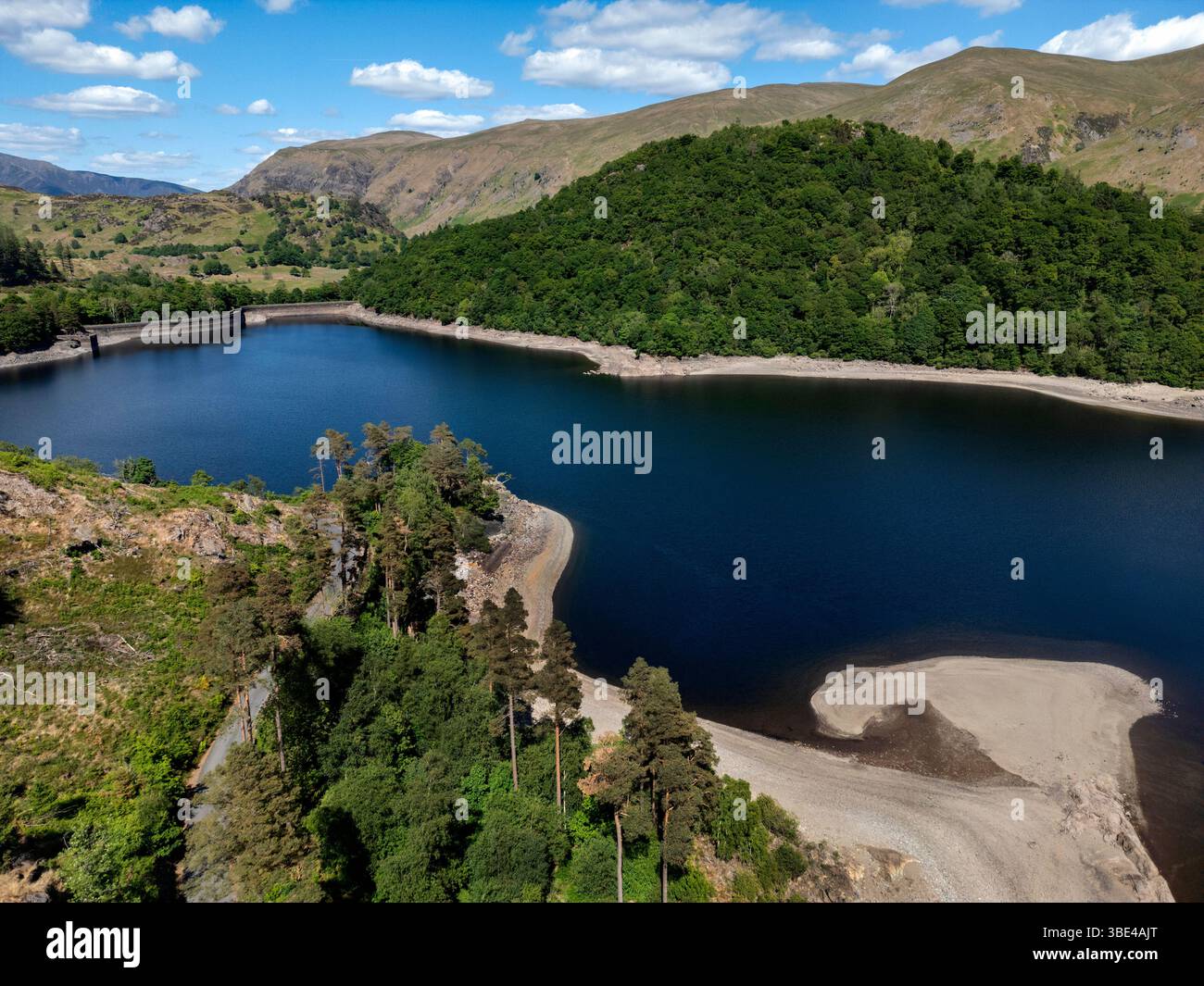 Vue aérienne du réservoir Thirlmere dans le Lake District, Cumbria dans le nord-ouest de l'Angleterre. Elle fournit de l'eau potable à Machester, Liverpool, Preston et Banque D'Images