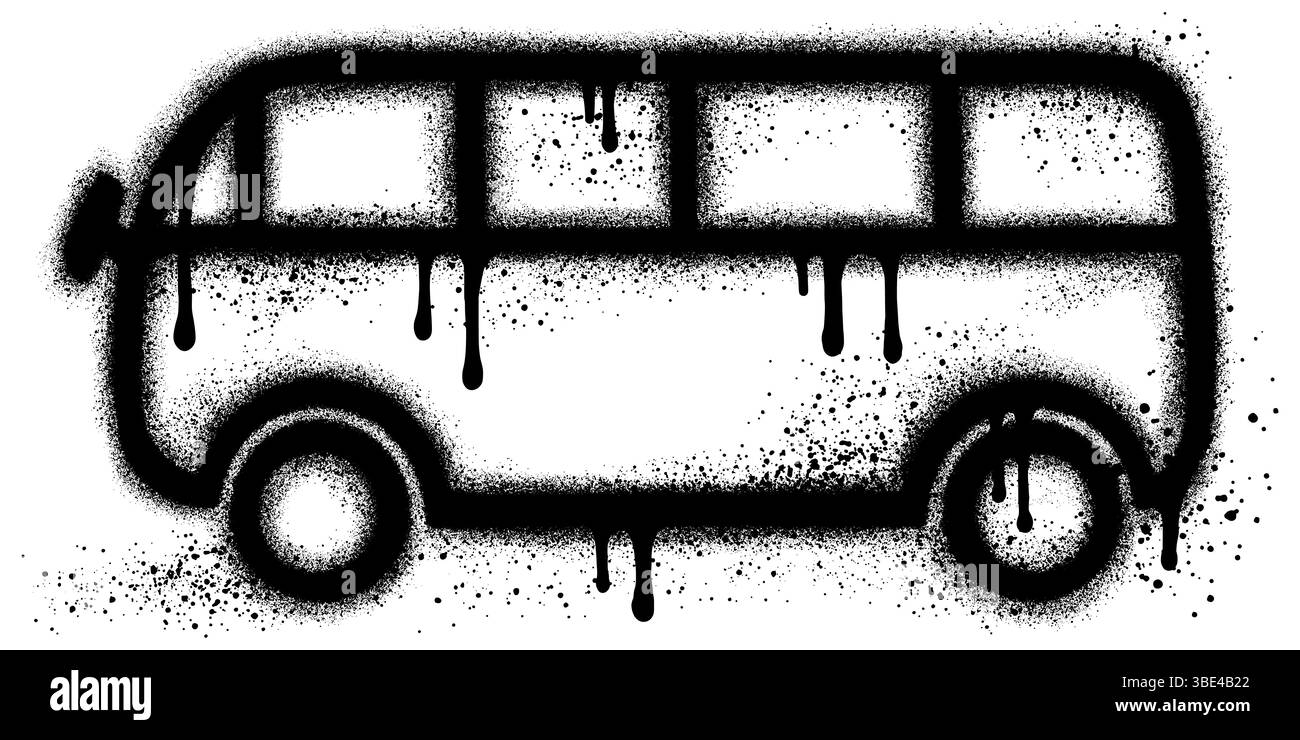 Minibus Graffiti peint au pistolet isolé avec un fond blanc. SPE 10. Illustration de Vecteur