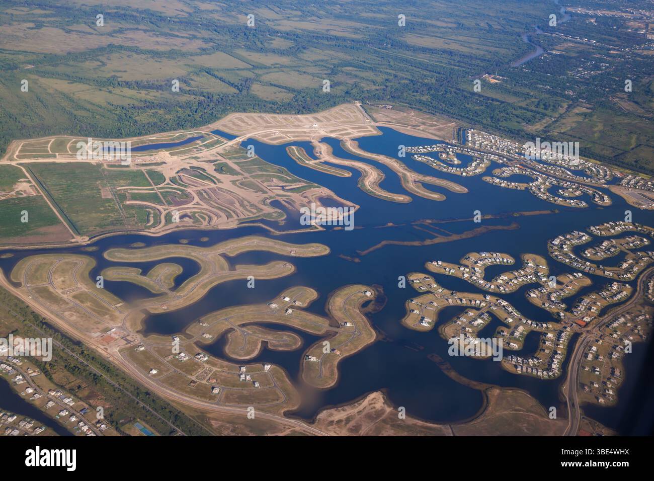 Quartiers privés construits sur des zones humides dans le delta du fleuve Parana, Escobar, province de Buenos Aires, Argentine. Banque D'Images