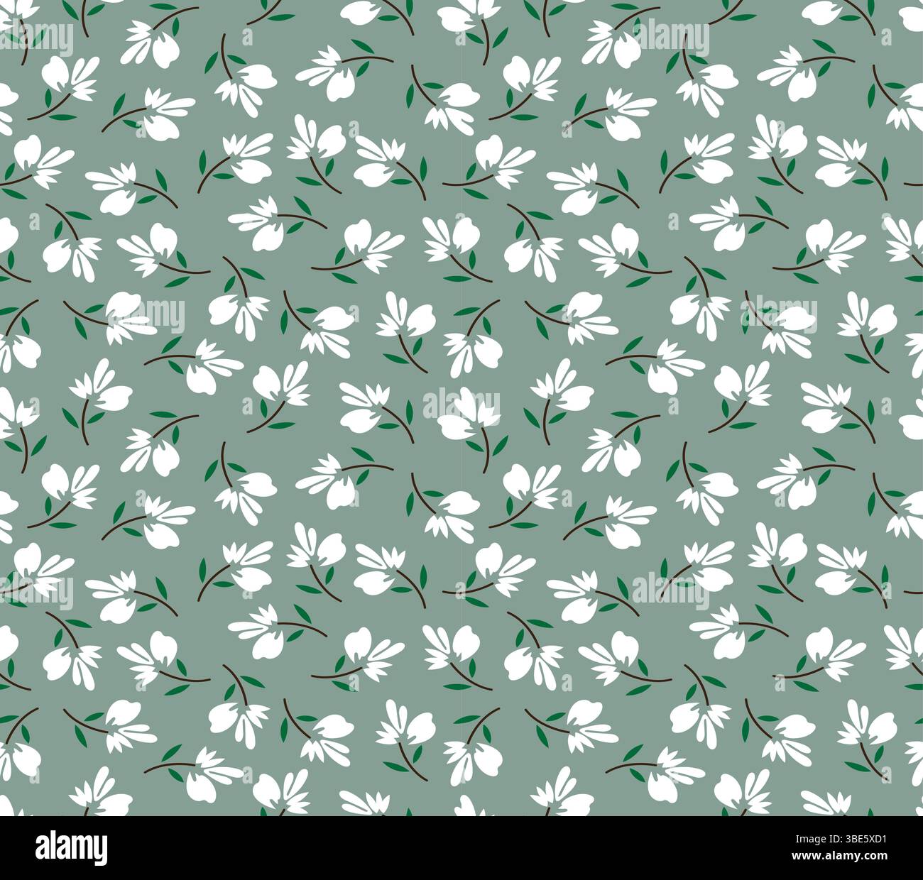 Motif floral vert et blanc Seafoam Design textile sans couture répété Illustration de Vecteur