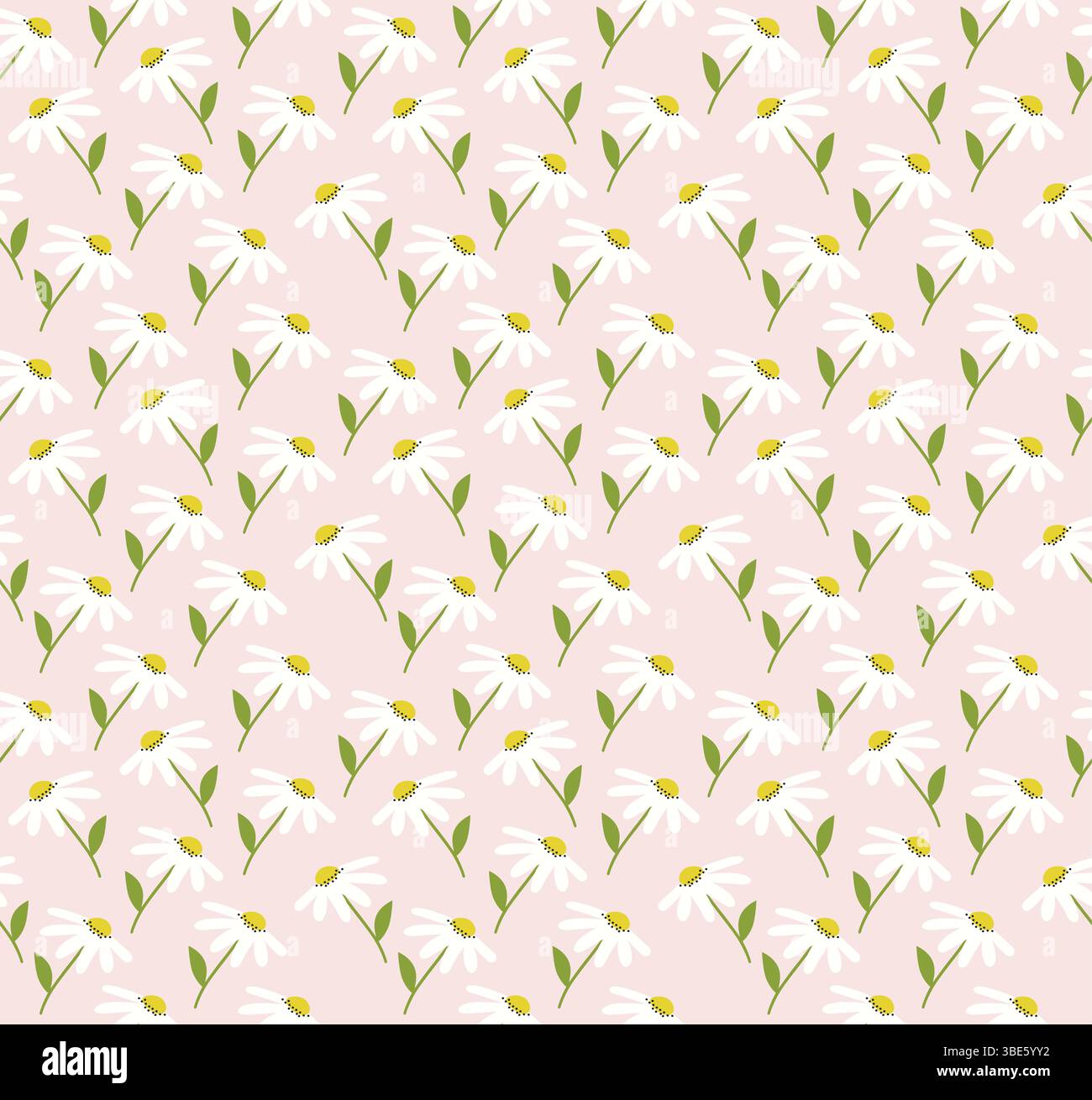 Motif répété de marguerites blanches simples sur un fond rose pâle Illustration de Vecteur