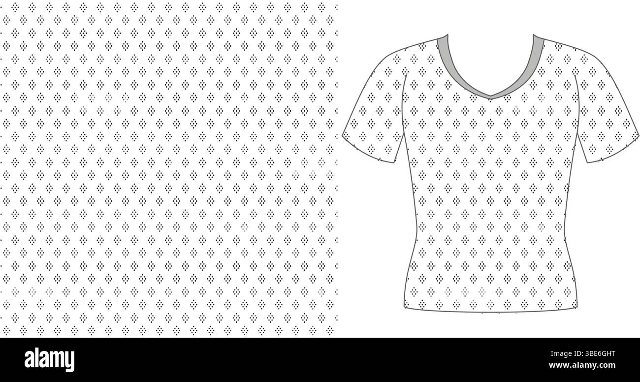 Modèle de conception de t-shirt à col v motif gris diamant pour femmes Illustration de Vecteur