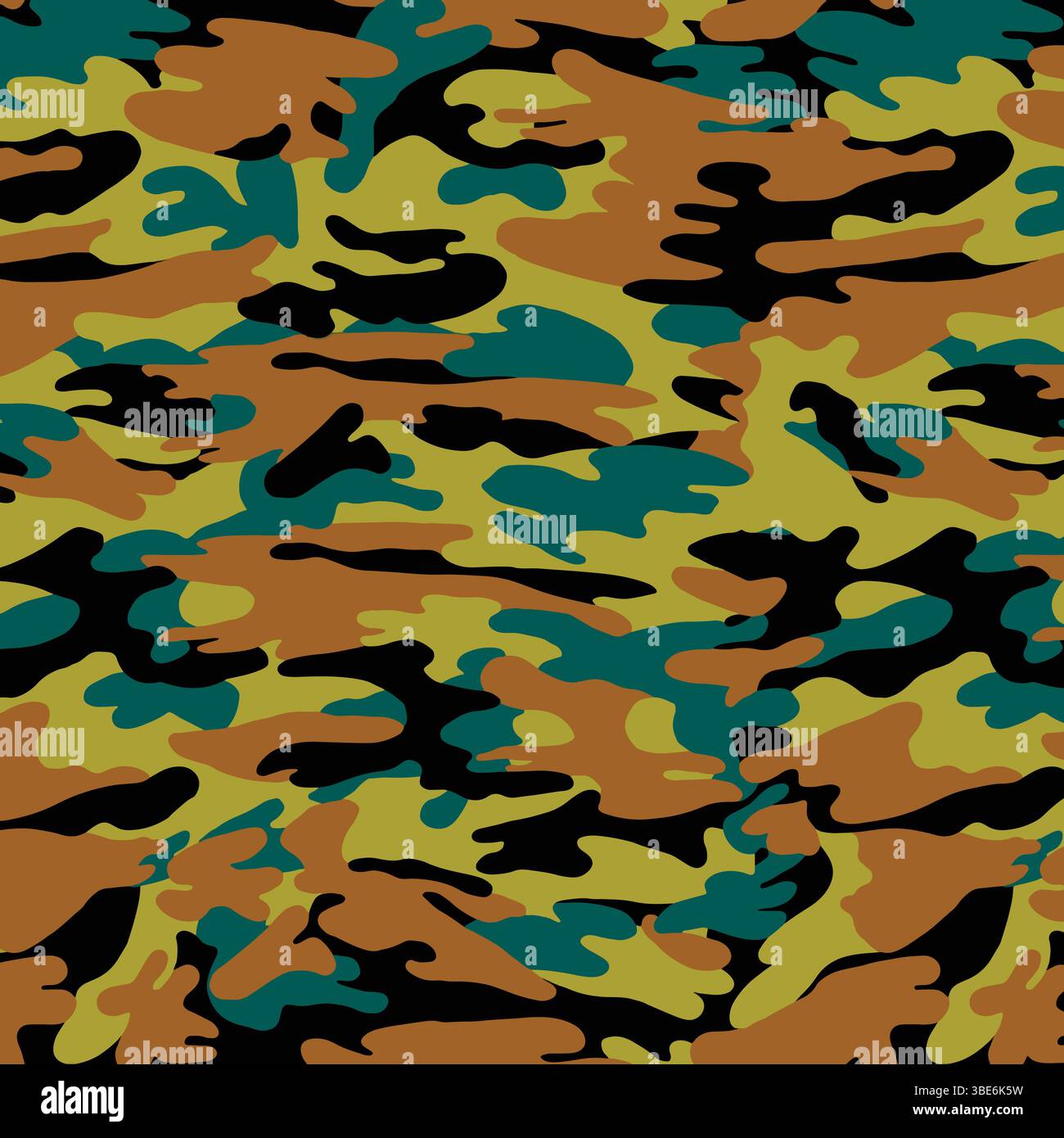 Motif de camouflage abstrait en jaune moutarde sarcelle et noir Illustration de Vecteur