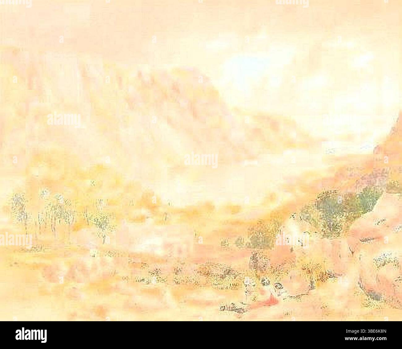 John William Salter - - scène du lac des hautes terres, groupe de figurines et chalets au premier plan - signé et inscrit J. Banque D'Images