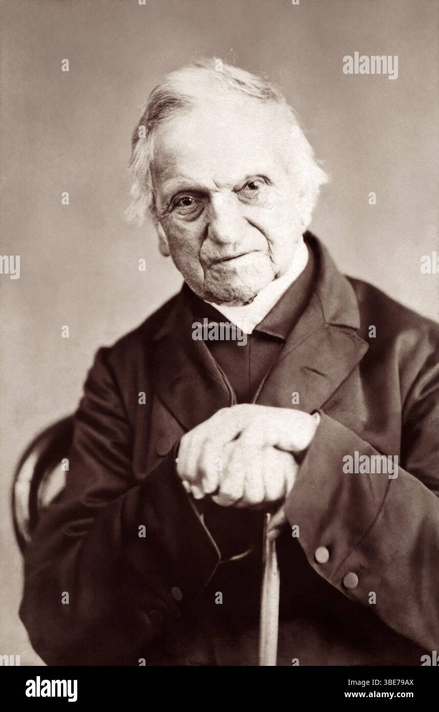 Adam Sedgwick (1785-1873), fondateur de la géologie moderne, a proposé les périodes géologiques du Dévonien et du Cambrien (explosion cambrienne). Bien que mentor du jeune Charles Darwin, Sedgwick s'oppose à la nature matérialiste de la théorie de l'évolution de Darwin par sélection naturelle. Photo : 1867. Banque D'Images