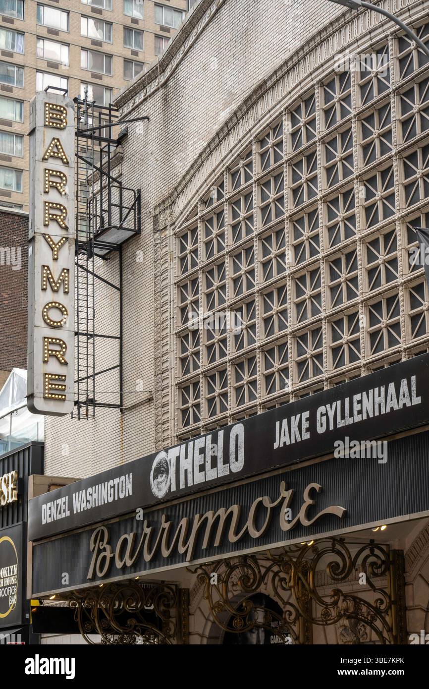 Ethel Barrymore Theatre Marquee à Times Square avec 'Othello', NYC 2025 Banque D'Images