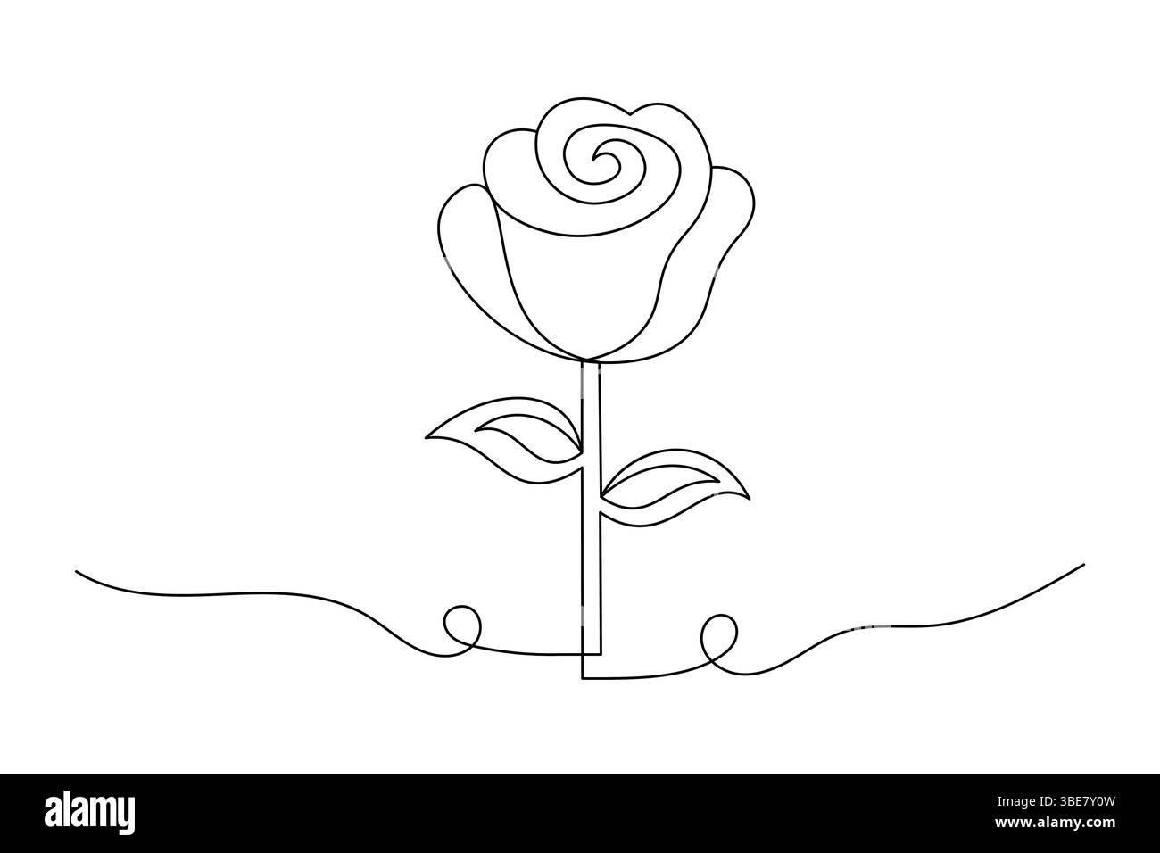 Fleur de rose dessin de ligne continue élégant une ligne Art d'une rose minimaliste. Vecteur Illustration de Vecteur