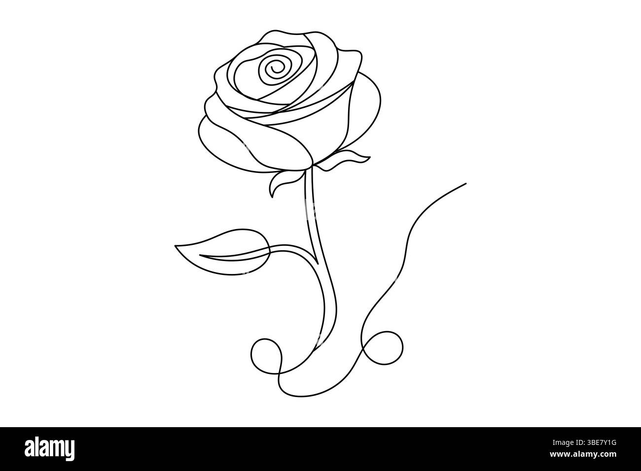 Fleur de rose dessin de ligne continue élégant une ligne Art d'une rose minimaliste. Vecteur Illustration de Vecteur
