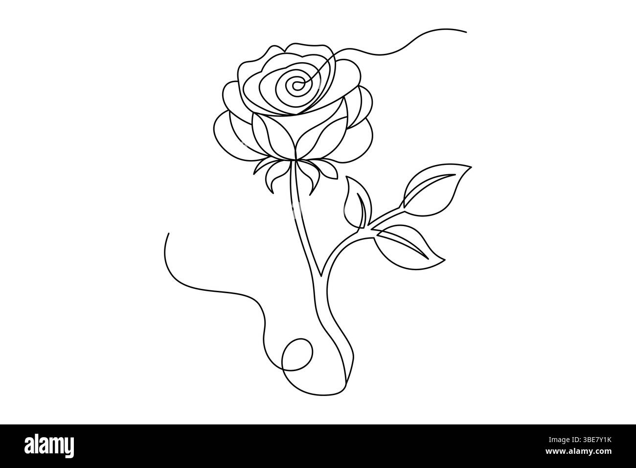Fleur de rose dessin de ligne continue élégant une ligne Art d'une rose minimaliste. Vecteur Illustration de Vecteur