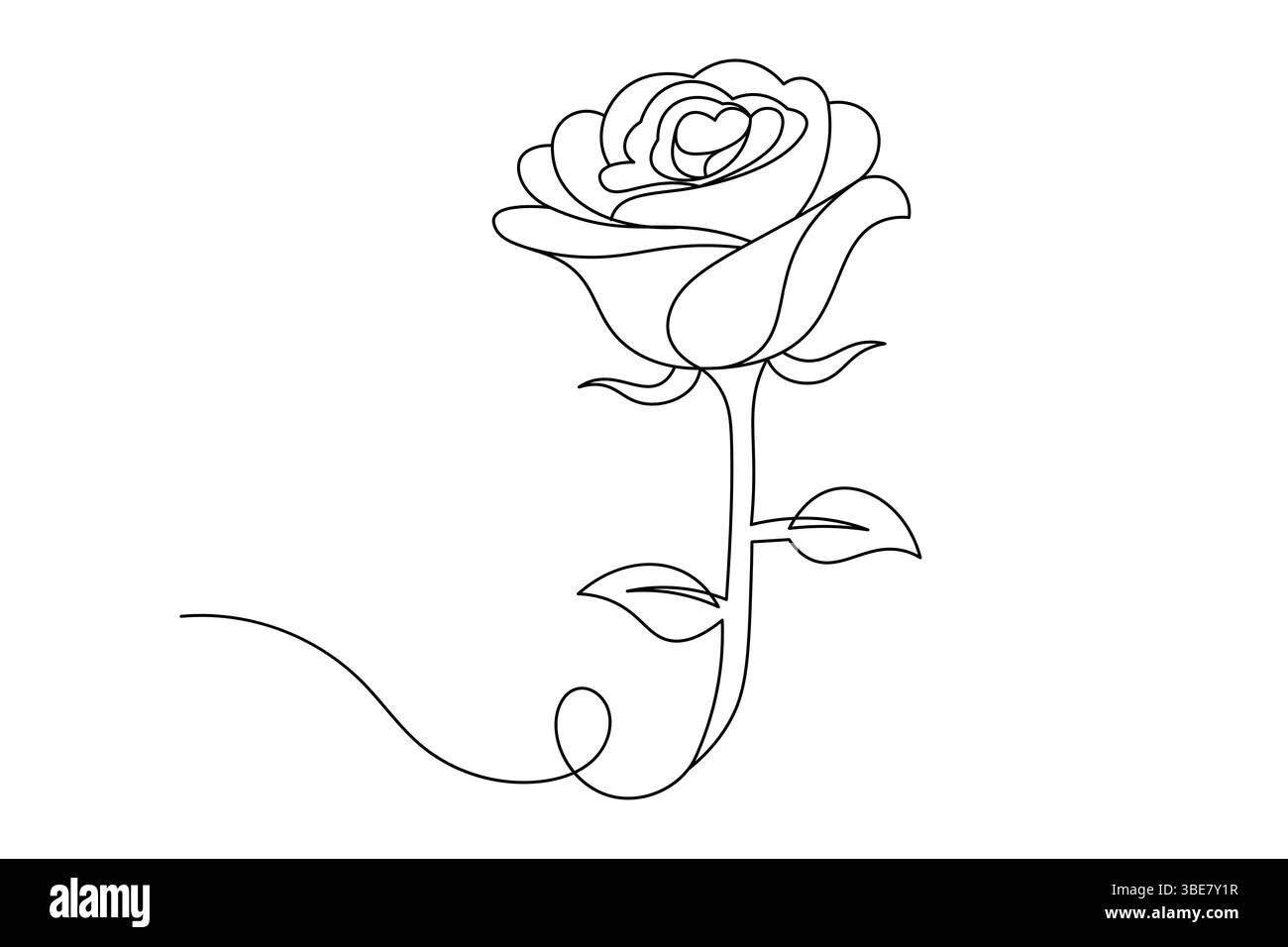 Fleur de rose dessin de ligne continue élégant une ligne Art d'une rose minimaliste. Vecteur Illustration de Vecteur