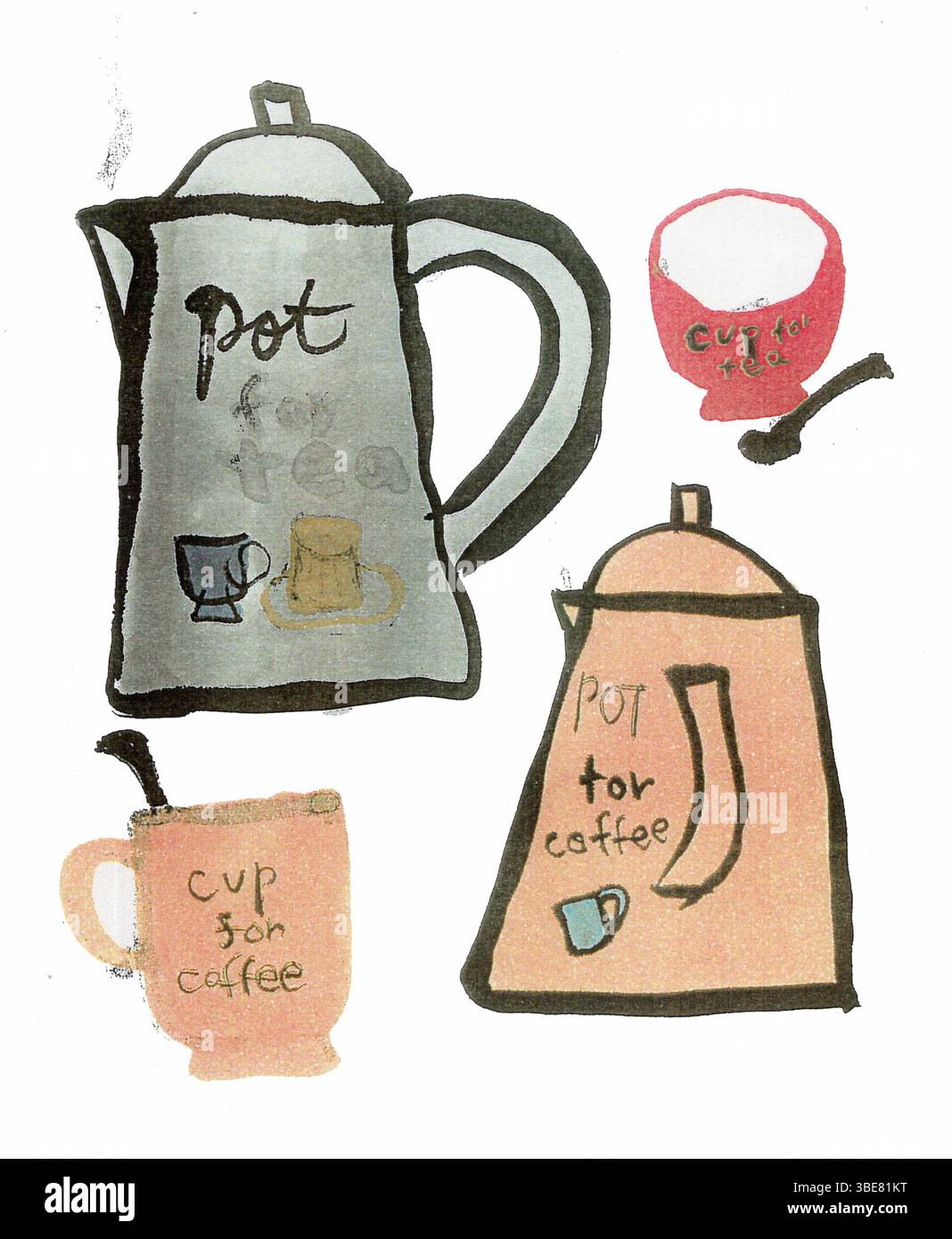 Pot et tasses Banque D'Images