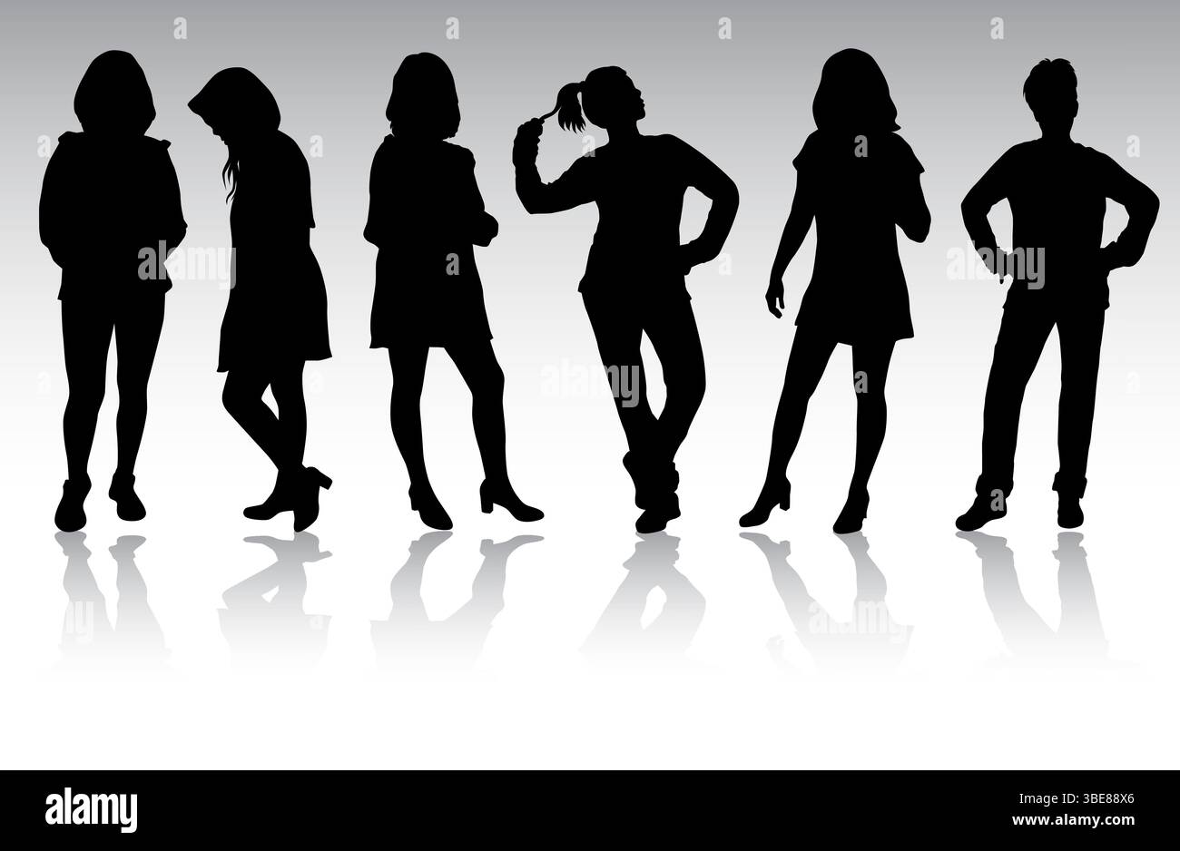 Groupe de femmes debout ensemble Silhouette Illustration de Vecteur Groupe de femmes debout ensemble Silhouette Illustration de Vecteur