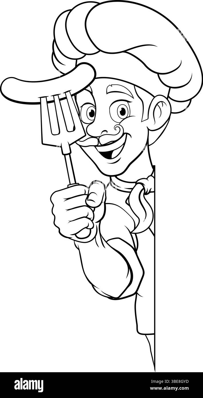 Chef nouveau 2024 A13 bw-114 Illustration de Vecteur