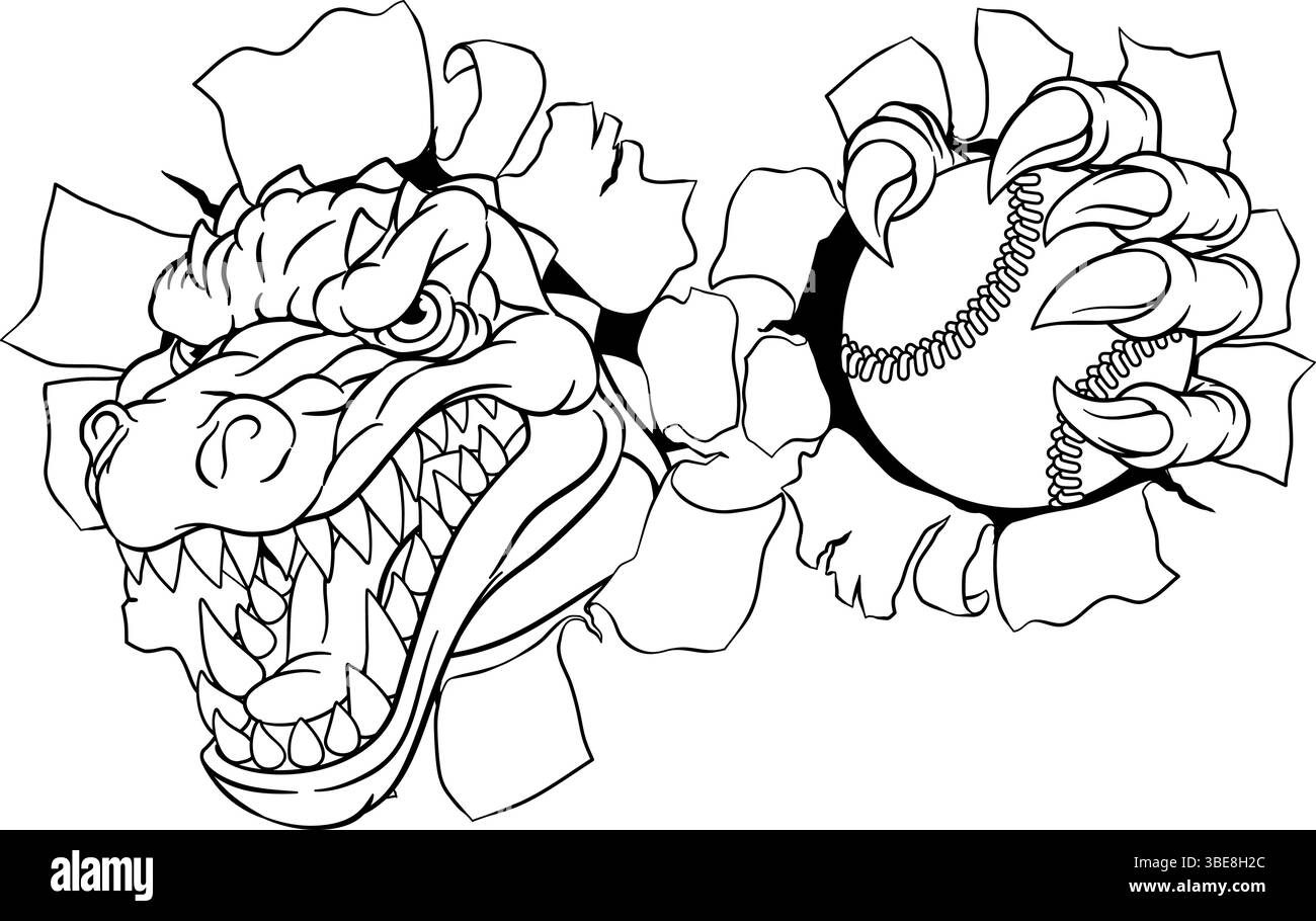 Crocodile Dinosaur Alligator Baseball Mascot Sport Illustration de Vecteur