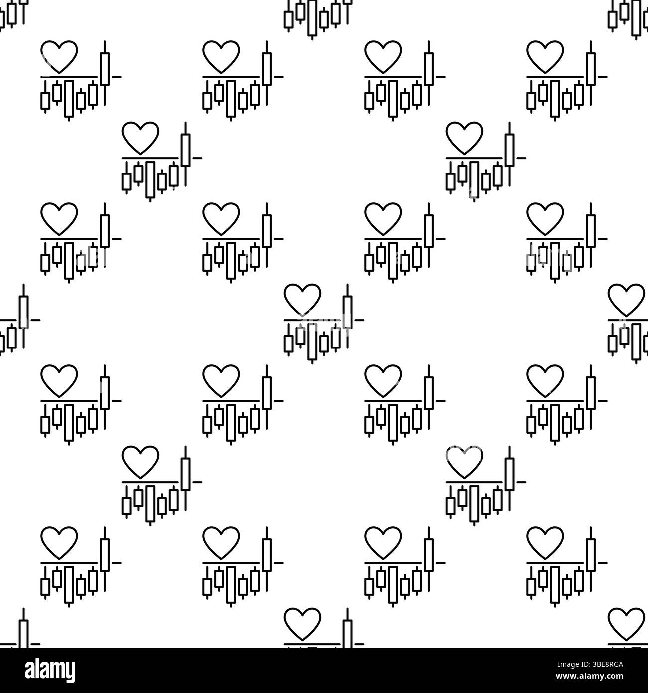 Graphique avec le concept de vecteur de forme de coeur modèle sans couture de ligne mince Illustration de Vecteur