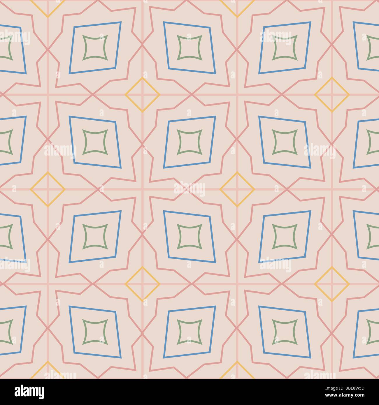 Ligne minimaliste éléments géométriques motif sans couture. Formes de diamant abstraites de couleur boho moderne. Illustration de Vecteur