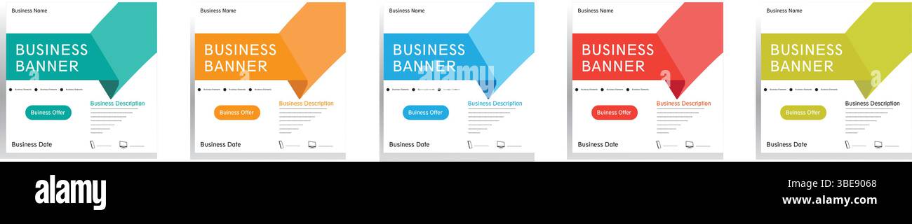 Ensemble de modèle de conception de bannière d'affaires carrée modifiable et affiche pour la publicité, la mise en page, badge, Illustration de Vecteur