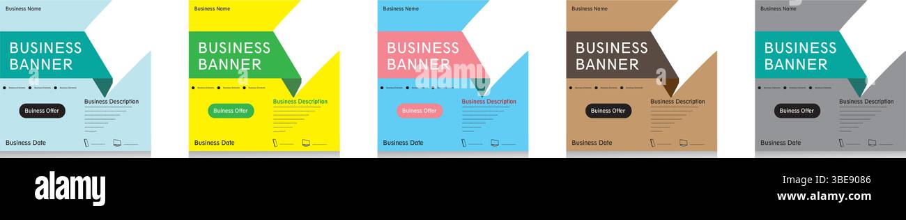 Ensemble de modèle de conception de bannière d'affaires carrée modifiable et affiche pour la publicité, la mise en page, le badge, la présentation Illustration de Vecteur