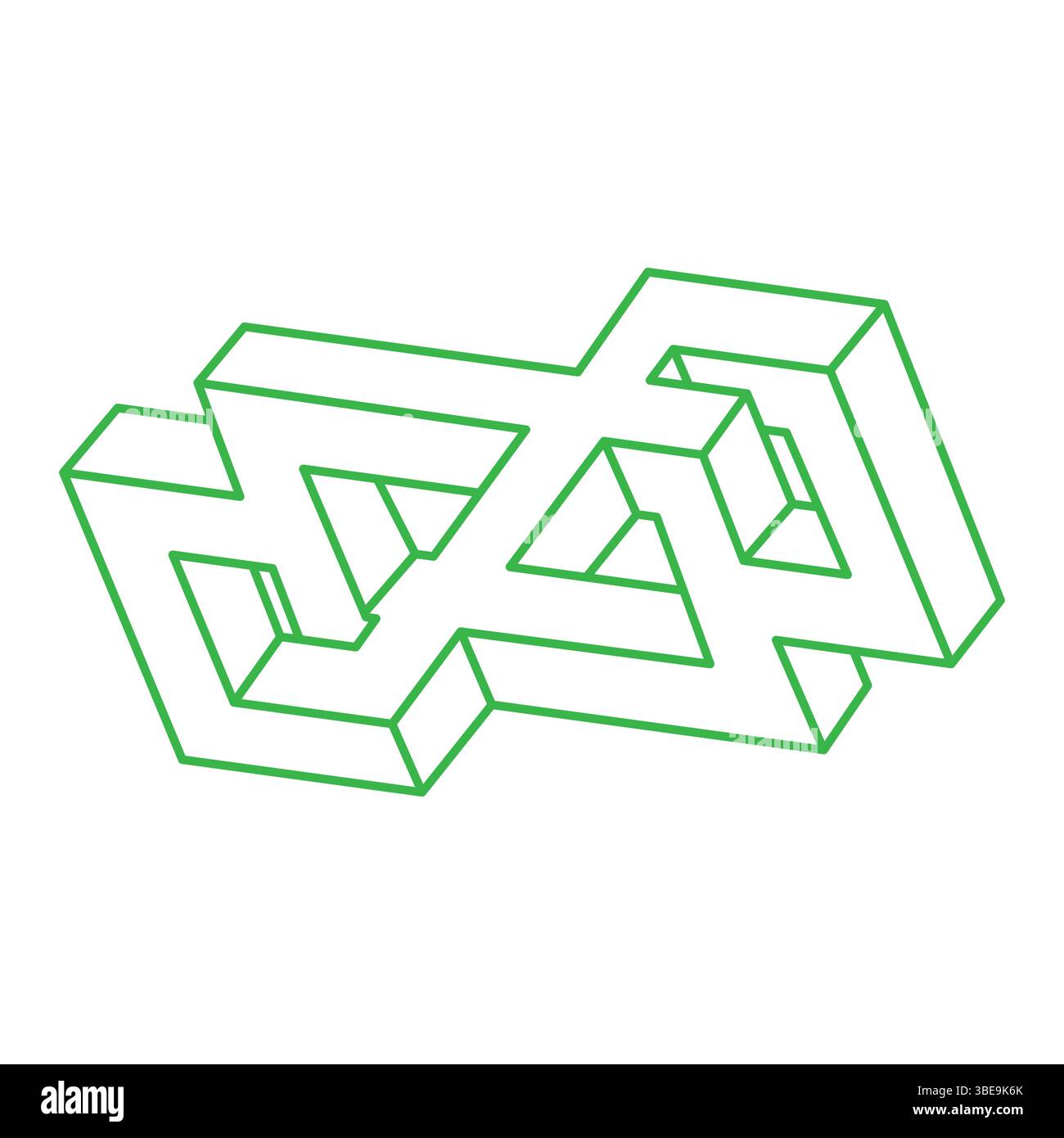 Formes impossibles. Logo. Figure de géométrie sacrée. Illusion d'optique. Objets géométriques éternels abstraits. Impossible contour sans fin. Art optique Illustration de Vecteur