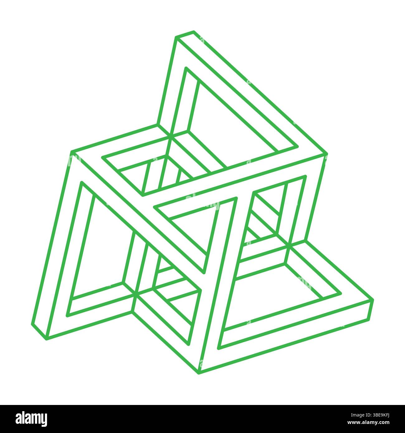 Formes impossibles. Géométrie sacrée. Logo illusion d'optique. Objets géométriques éternels abstraits. Dispositif optique Symbole de géométrie impossible sur un blanc Illustration de Vecteur
