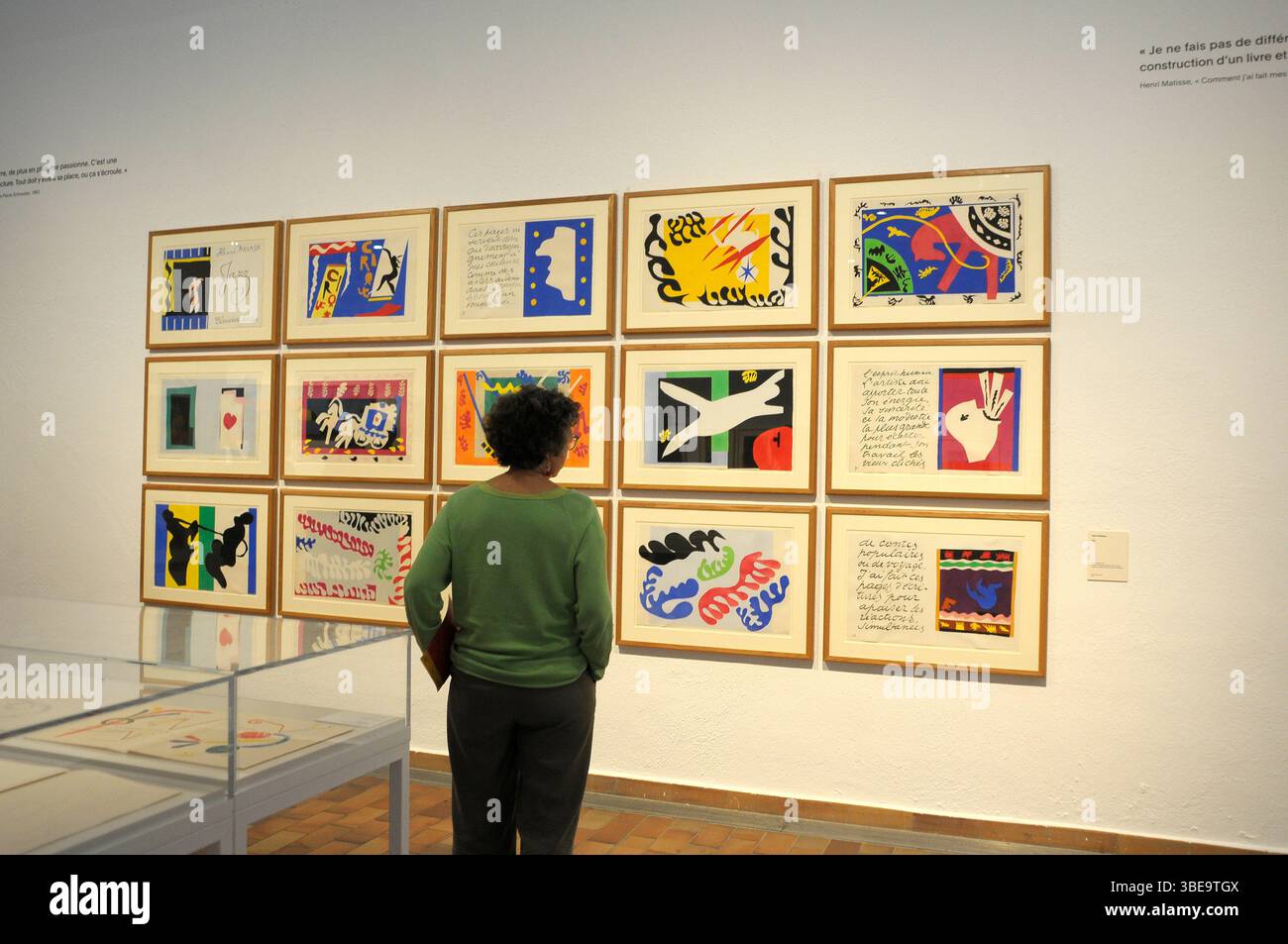 fundacio Miró , Montjuic exposicion Miró y Matisse . Publico mirando atentamente las obras del museo. Banque D'Images