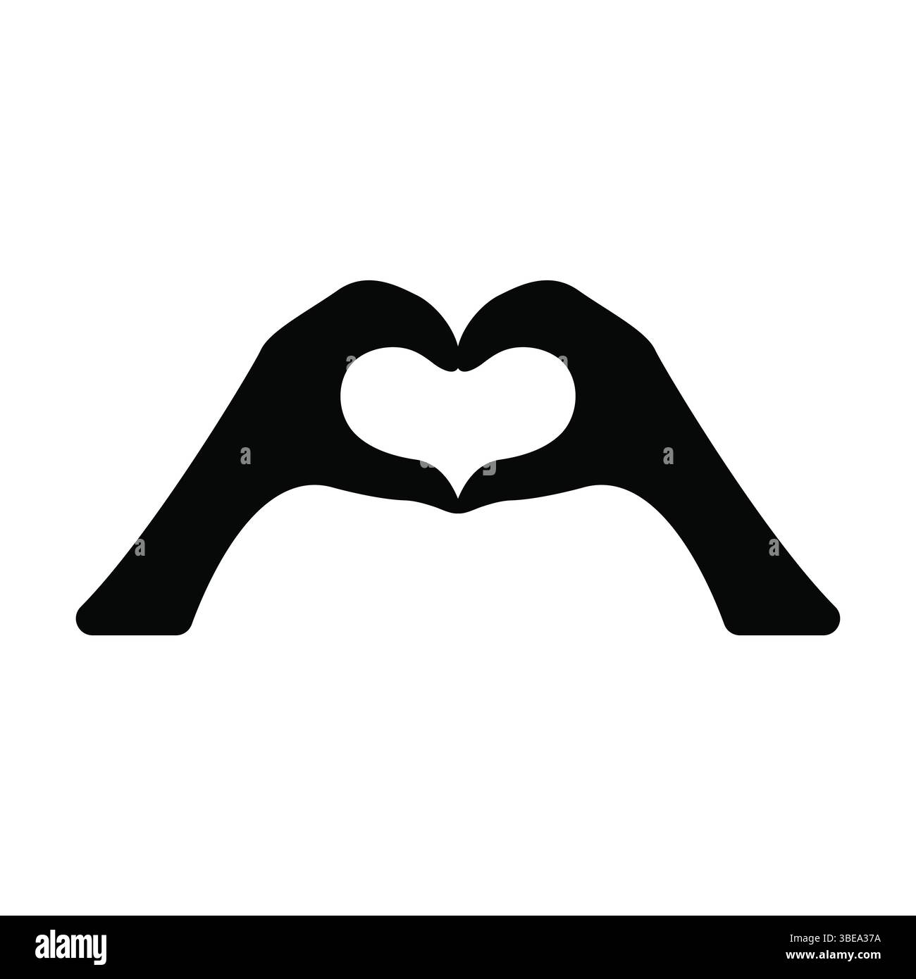 Mains formant Silhouette coeur, icône Silhouette coeur pour la santé et l'amour Illustration de Vecteur