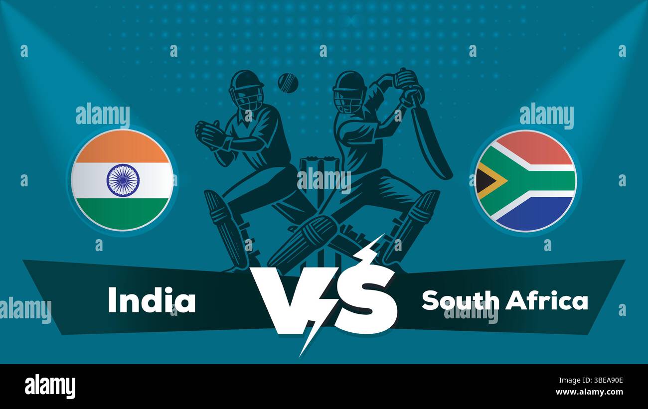 Inde VS Ouest Afrique du Sud , Afrique du Sud vs Inde cricket match , concept de cricket match avec illustration créative Illustration de Vecteur