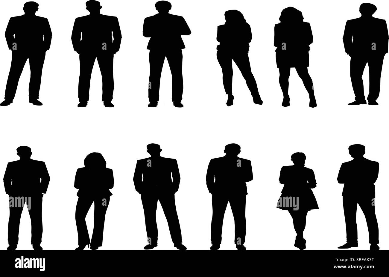 Hommes d'affaires Silhouette Tattoo Design – professionnels hommes et femmes en posture debout Illustration de Vecteur Hommes d'affaires Silhouette Tattoo Design – professionnels hommes et femmes en posture debout Illustration de Vecteur