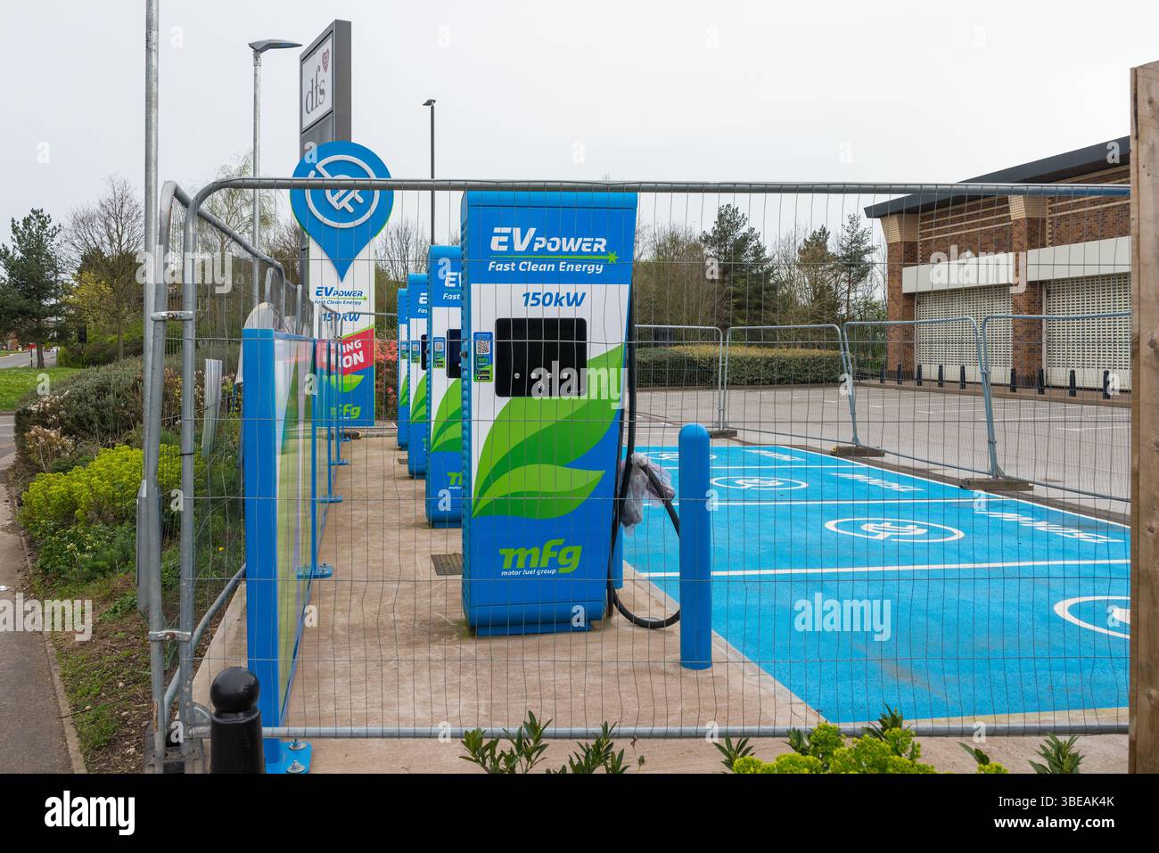 Nouvelle station de recharge pour véhicule électrique MFG à Birmingham, Royaume-Uni Banque D'Images