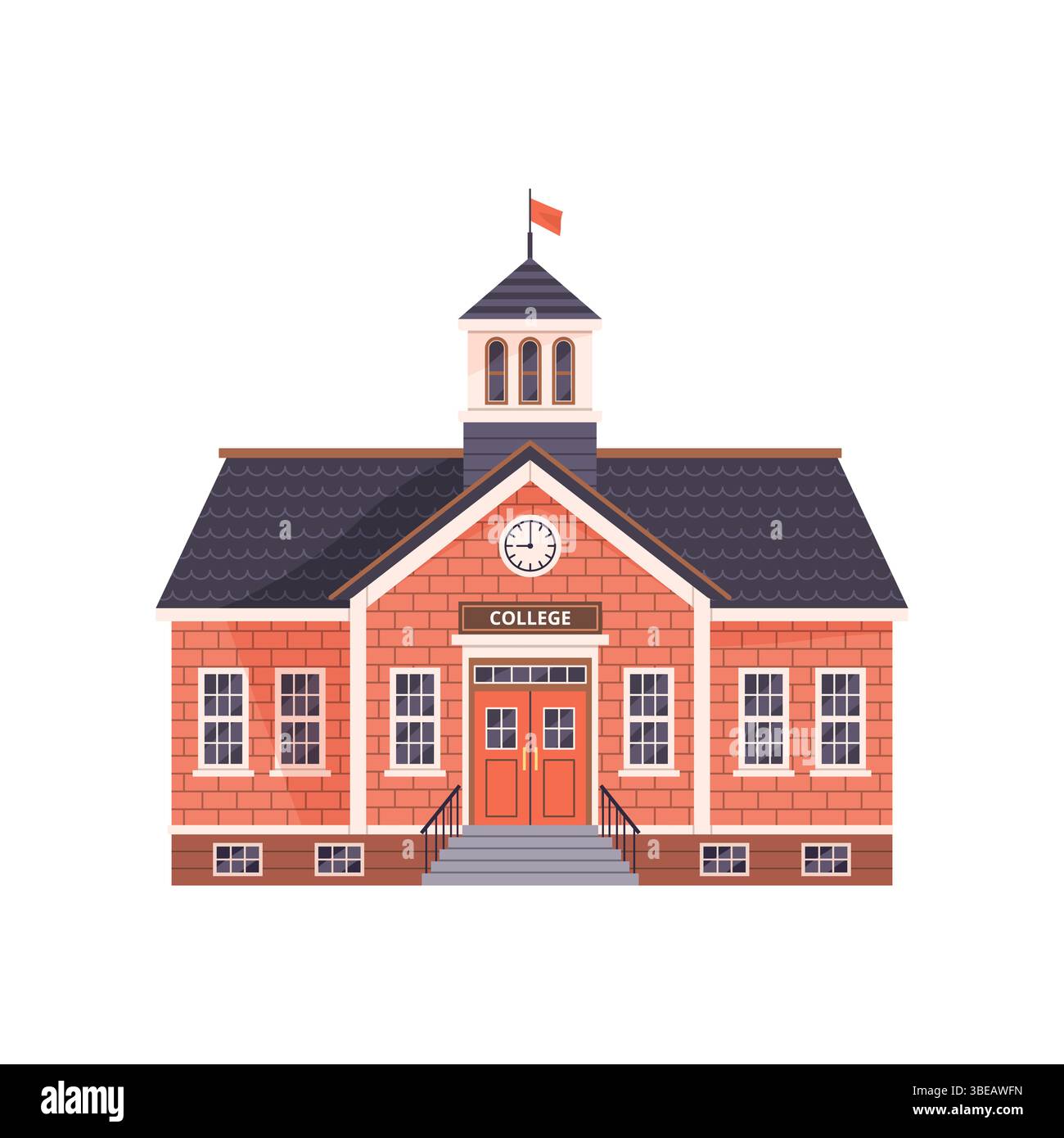 Icône de bâtiment universitaire dans un style plat. Agrafe Illustration de Vecteur