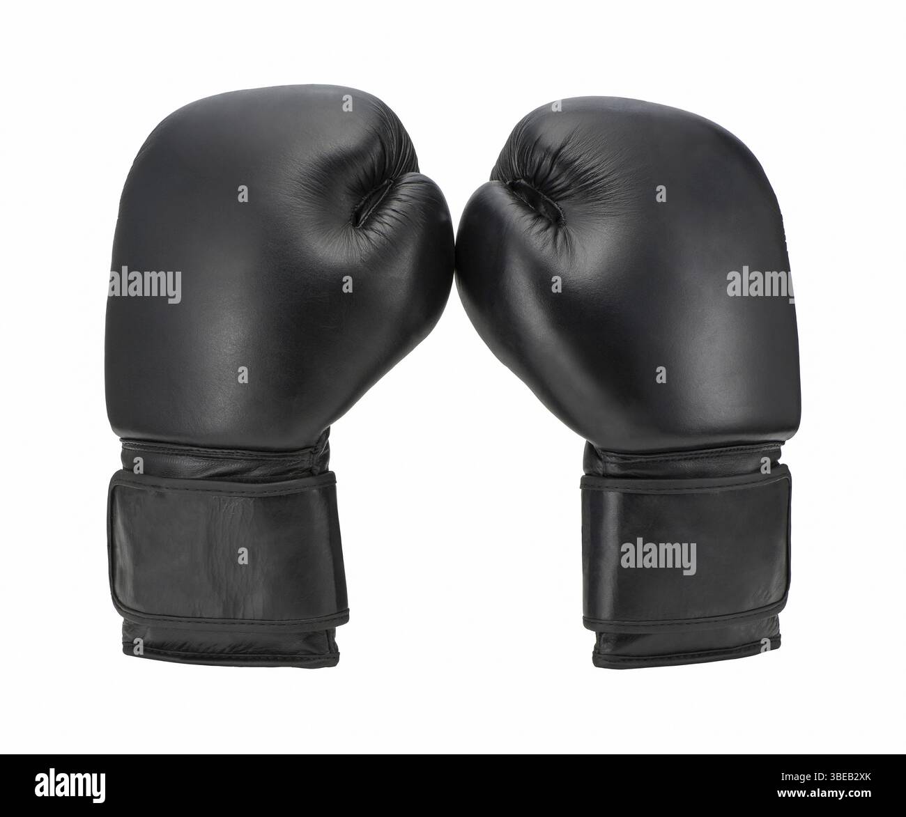 Gants de boxe noirs isolés sur fond blanc. vêtements de sport Banque D'Images