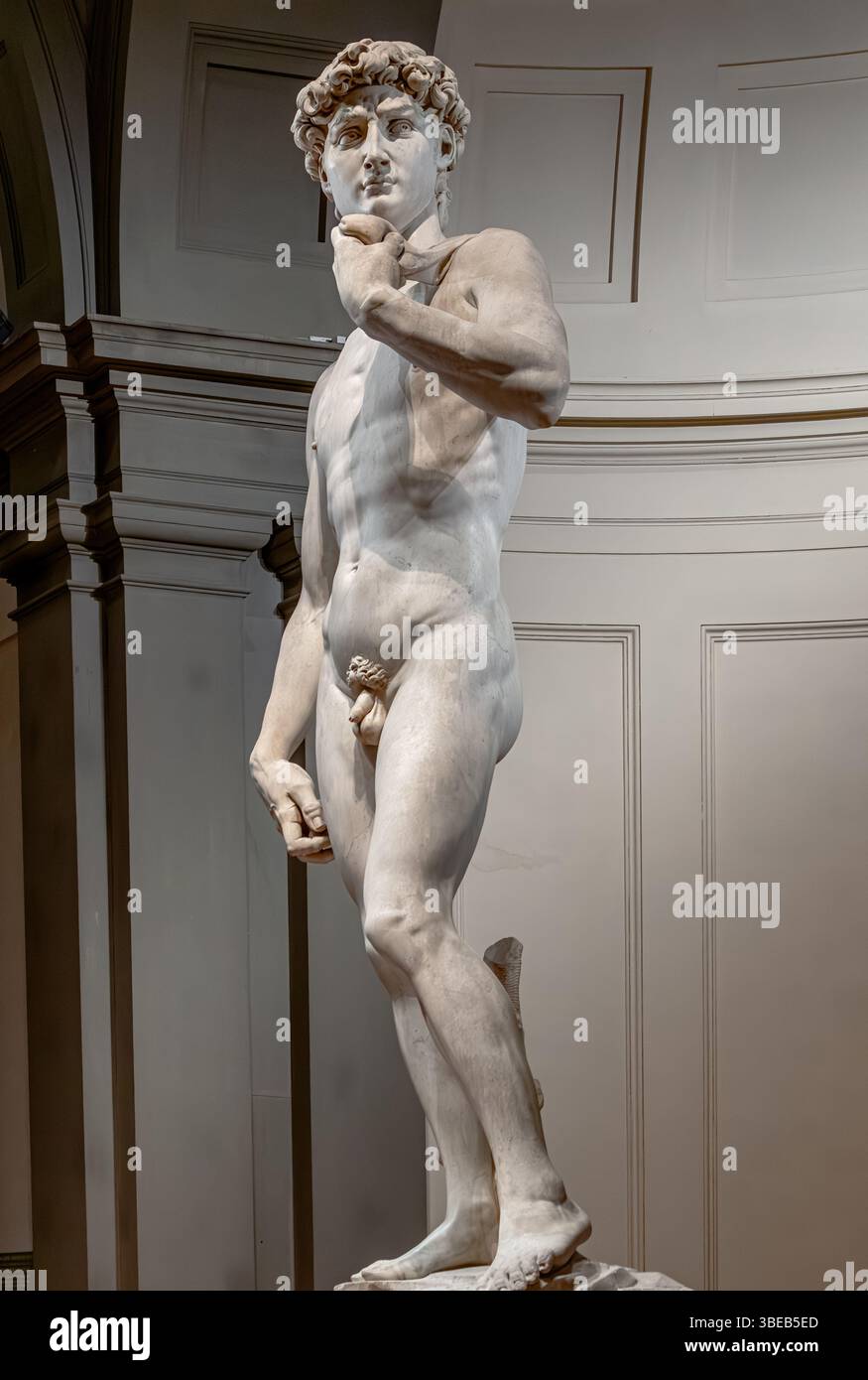 David de Michel-Ange, un chef-d'œuvre de la sculpture de la Renaissance italienne en marbre exposé à la Galleria dell'Accademia di Firenze, Florence, Italie Banque D'Images