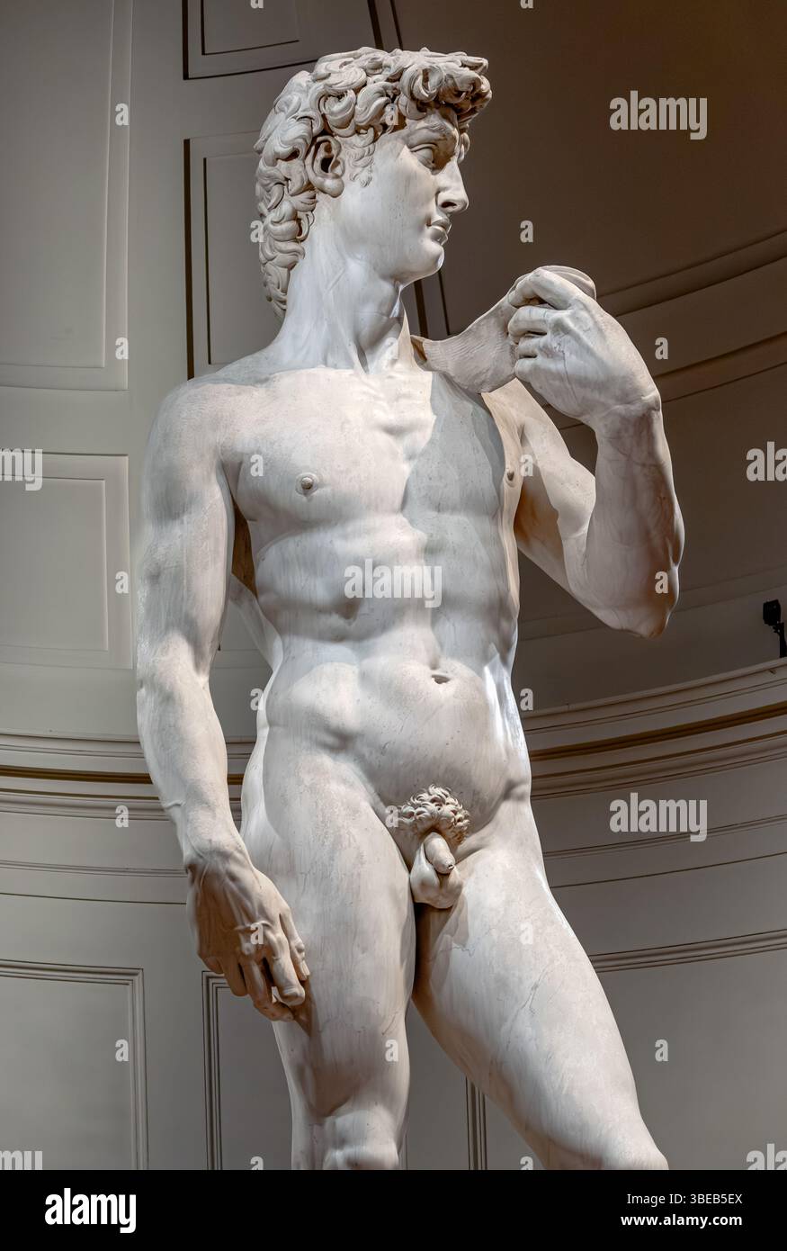 David de Michel-Ange, un chef-d'œuvre de la sculpture de la Renaissance italienne en marbre exposé à la Galleria dell'Accademia di Firenze, Florence, Italie Banque D'Images