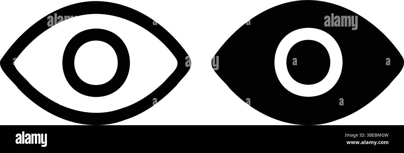 Icônes des yeux : symboles de vision noire Illustration de Vecteur