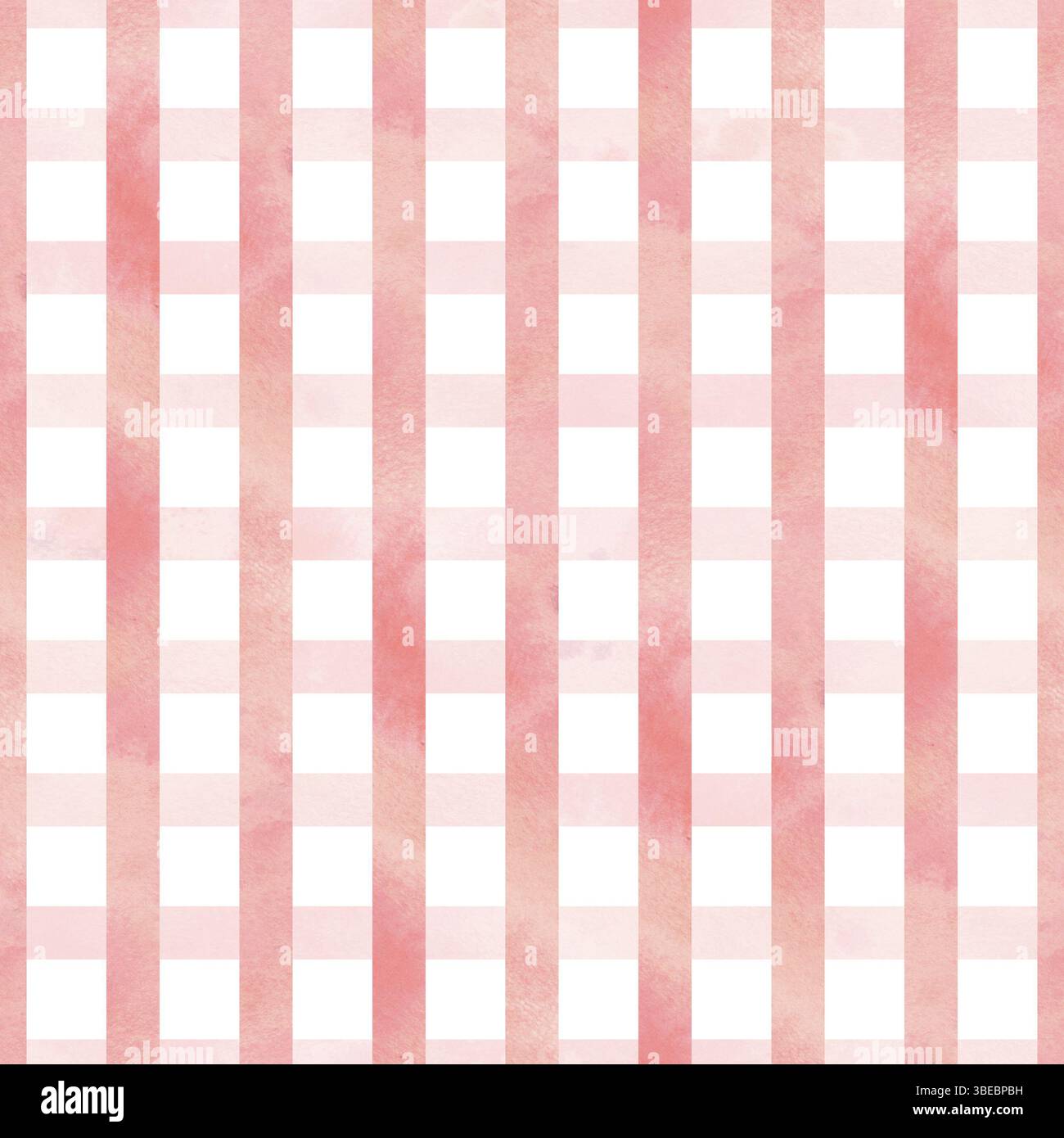 Texture à carreaux rose avec peinture et lavages. Aquarelle illustration dessinée à la main. Modèle sans couture, ornement à damier répété, simple, arrière-plan Banque D'Images
